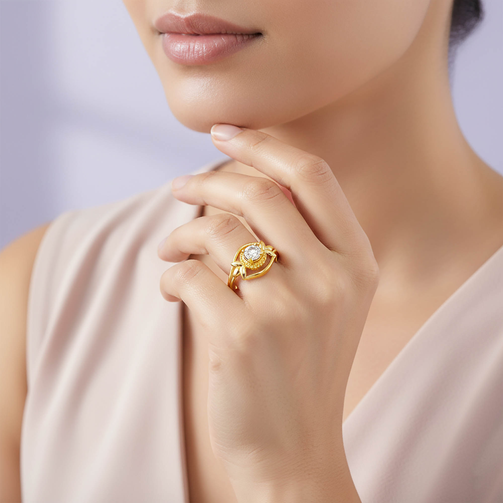 Lab-Grown Diamond Solitaire Ring for Women in 22K Yellow Gold – 0.25 Ct Round, 3 g (Design K11-9-APGAA) thumbnail