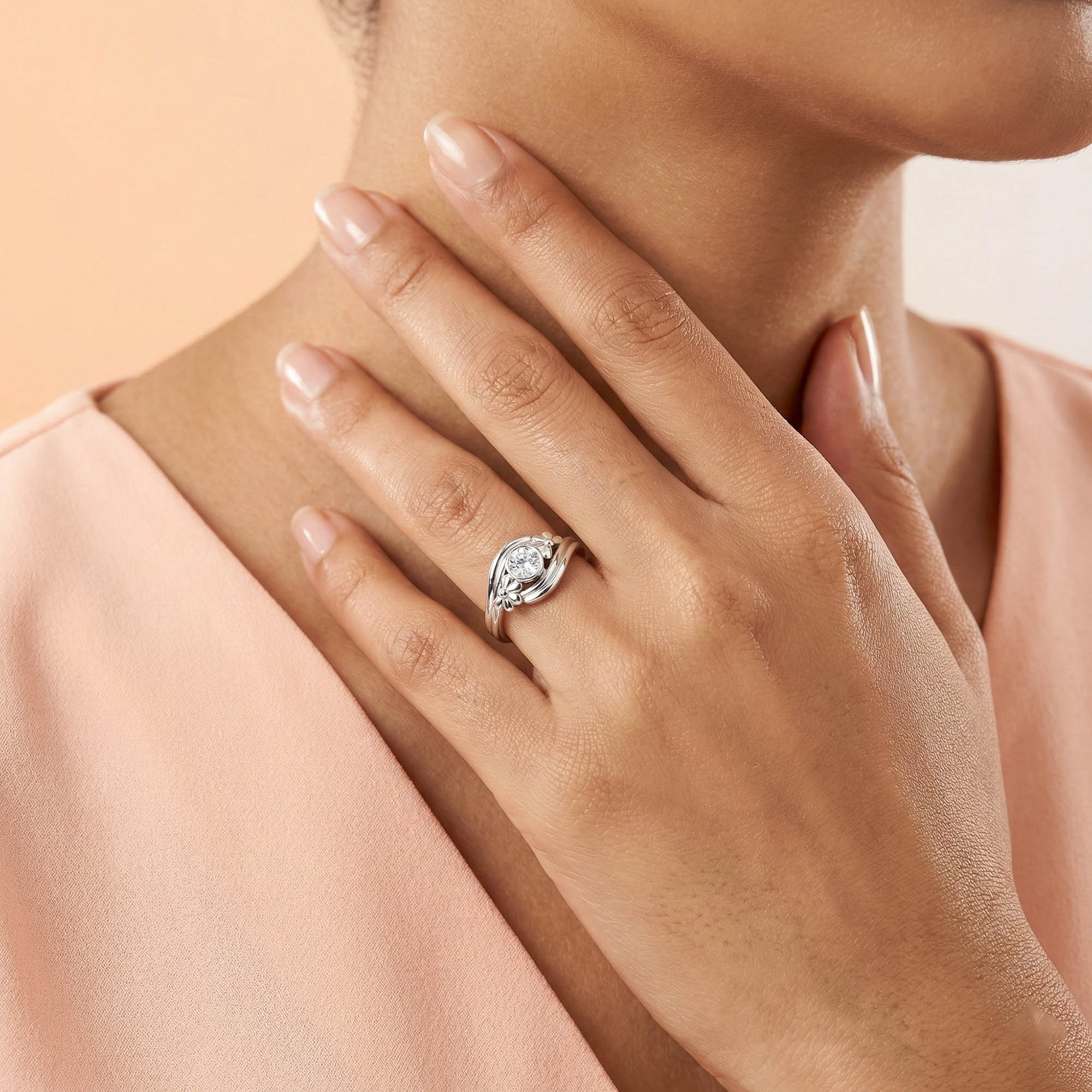 Lab-Grown Diamond Solitaire Ring for Women in 18K White Gold – 0.25 Ct Round, 3 g (Design K11-10-BBZAA) thumbnail
