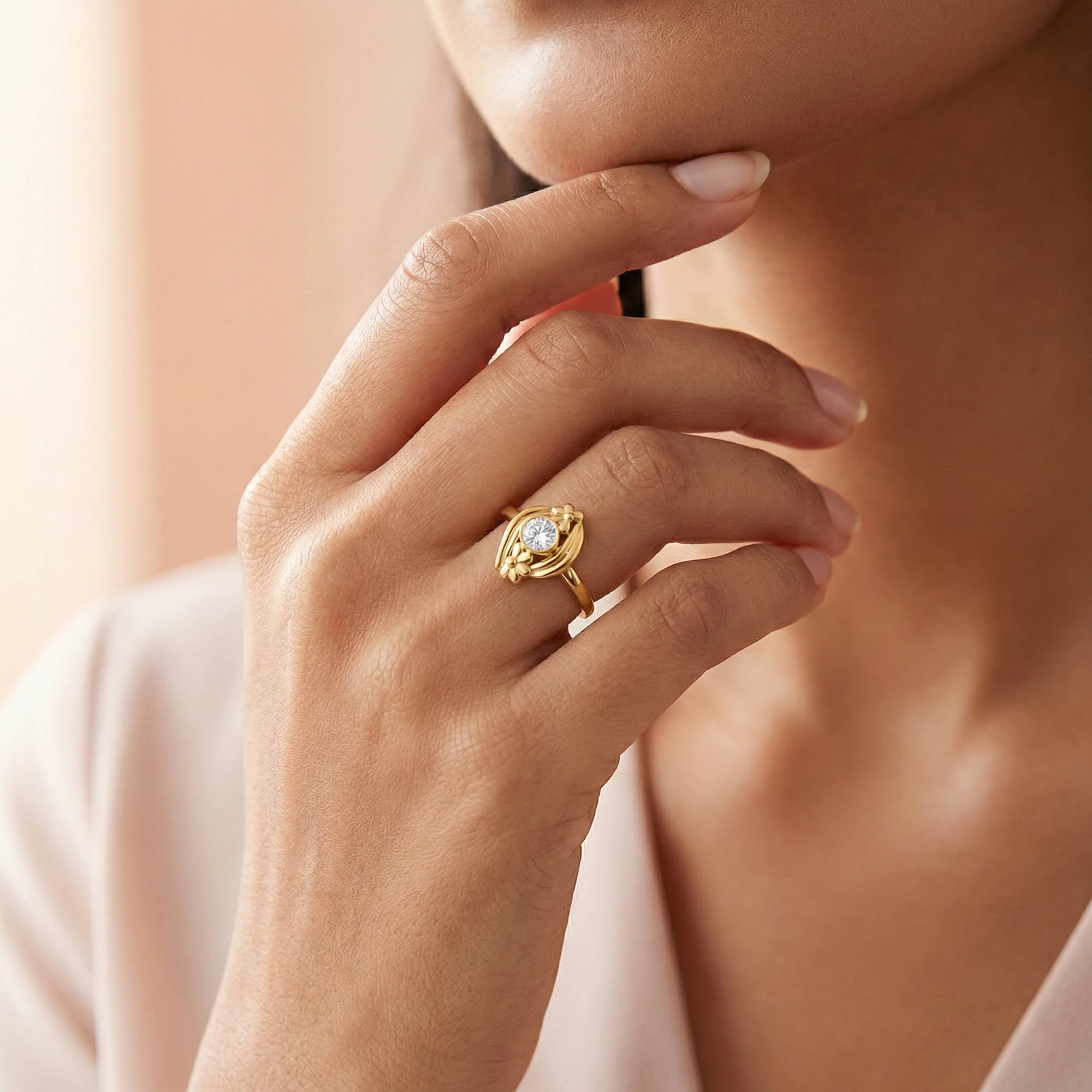 Lab-Grown Diamond Solitaire Ring for Women in 22K Yellow Gold – 0.25 Ct Round, 3 g (Design K11-10-BBZAA) thumbnail