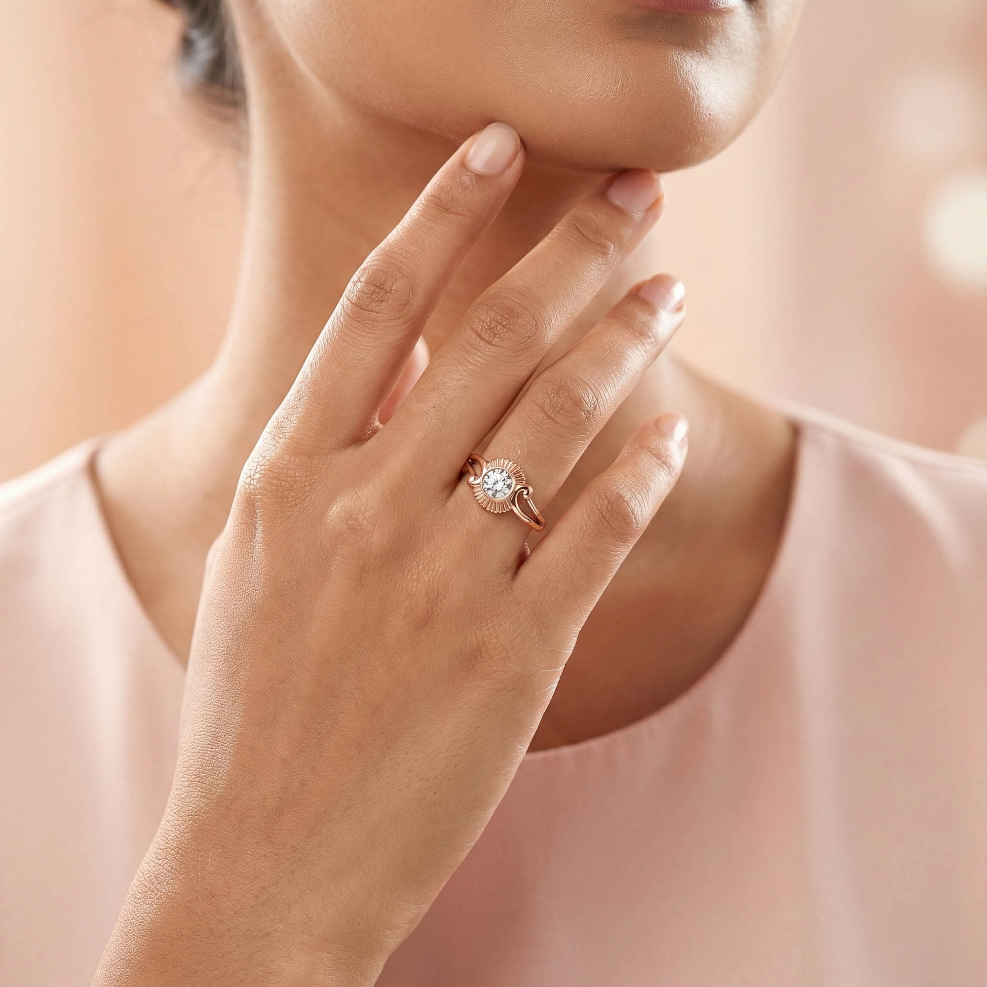 Lab-Grown Diamond Solitaire Ring for Women in 18K Rose Gold – 0.25 Ct Round, 3 g (Design K11-11-BBZAA) thumbnail