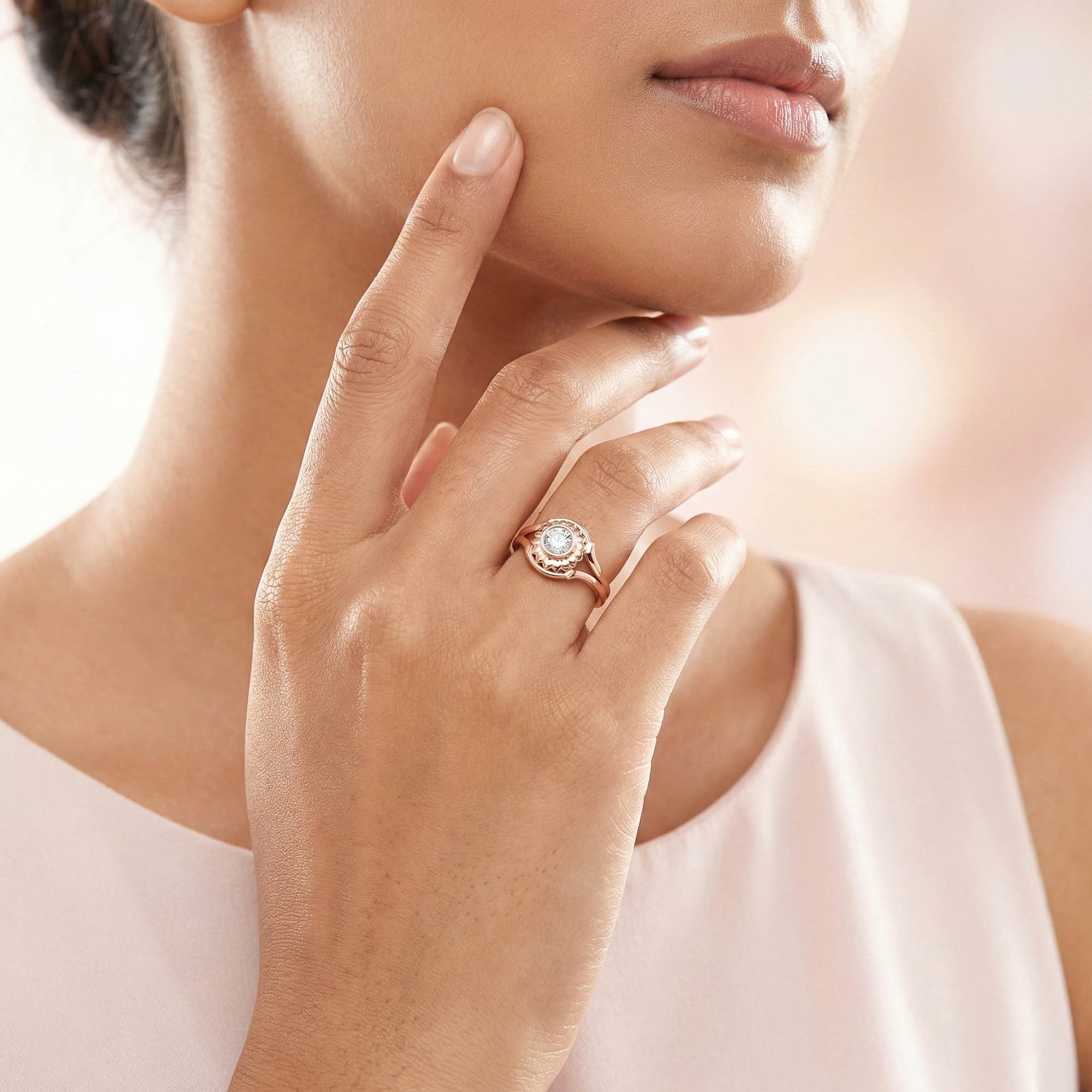 Lab-Grown Diamond Solitaire Ring for Women in 18K Rose Gold – 0.25 Ct Round, 3 g (Design K11-12-BBZAA) thumbnail