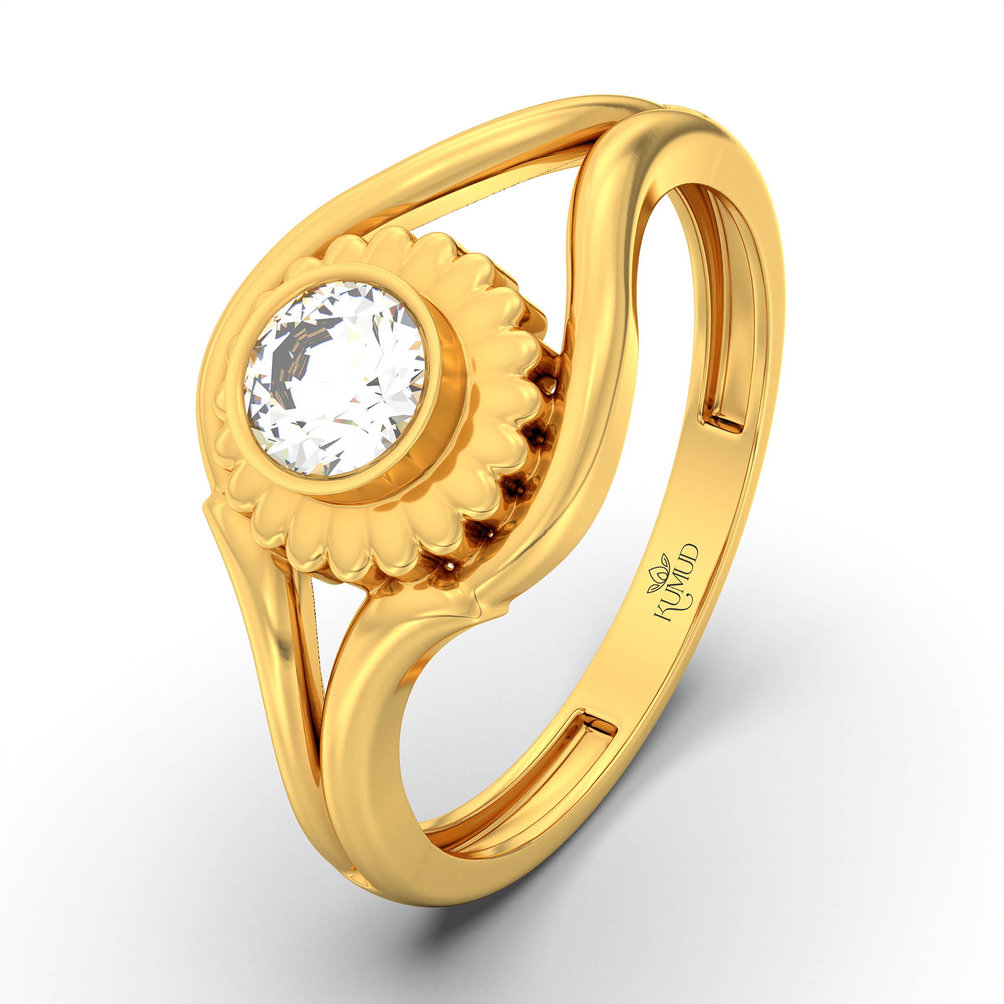 Lab-Grown Diamond Solitaire Ring for Women in 22K Yellow Gold – 0.25 Ct Round, 3 g (Design K11-12-BBZAA) thumbnail