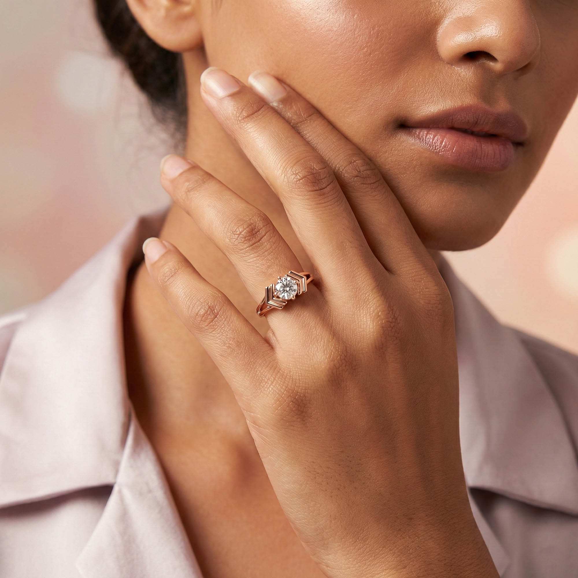 Lab-Grown Diamond Solitaire Ring for Women in 18K Rose Gold – 0.25 Ct Round, 3 g (Design K11-13-APGAA) thumbnail
