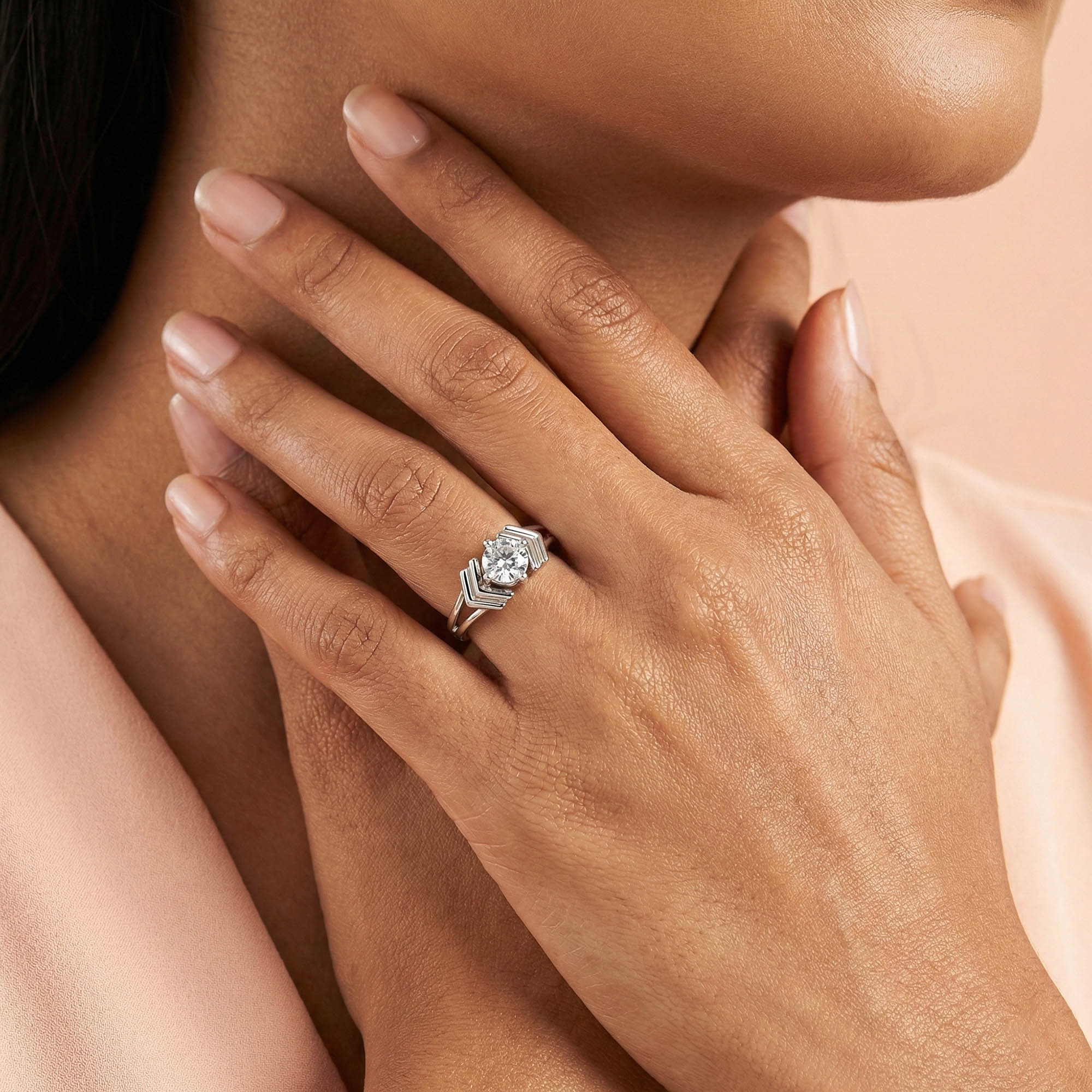 Lab-Grown Diamond Solitaire Ring for Women in 18K White Gold – 0.25 Ct Round, 3 g (Design K11-13-APGAA) thumbnail