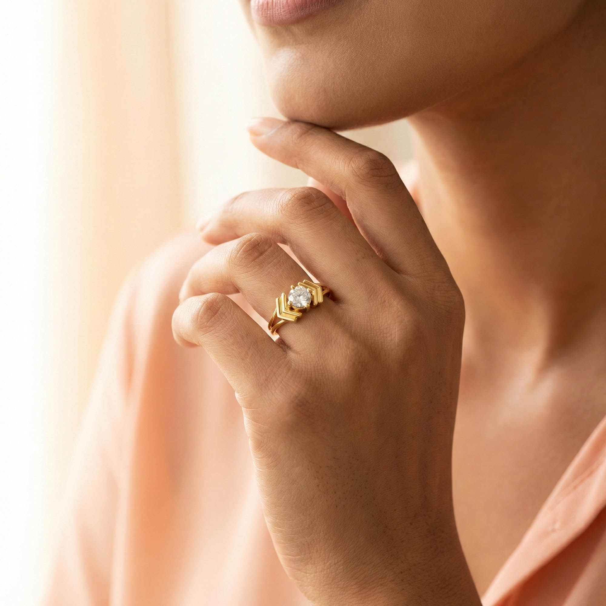 Lab-Grown Diamond Solitaire Ring for Women in 22K Yellow Gold – 0.25 Ct Round, 3 g (Design K11-13-APGAA) thumbnail