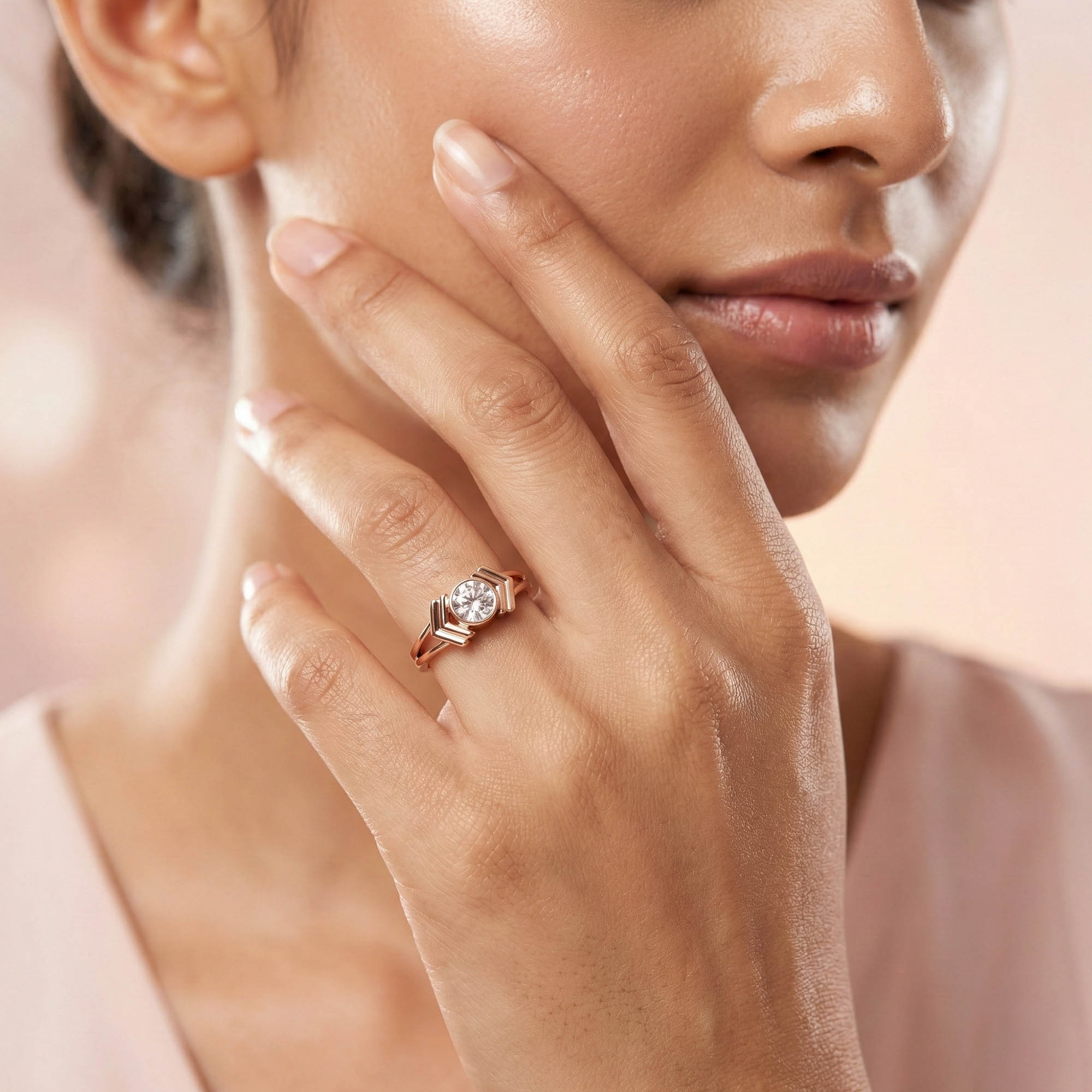 Lab-Grown Diamond Solitaire Ring for Women in 18K Rose Gold – 0.25 Ct Round, 3 g (Design K11-13-BBZAA) thumbnail