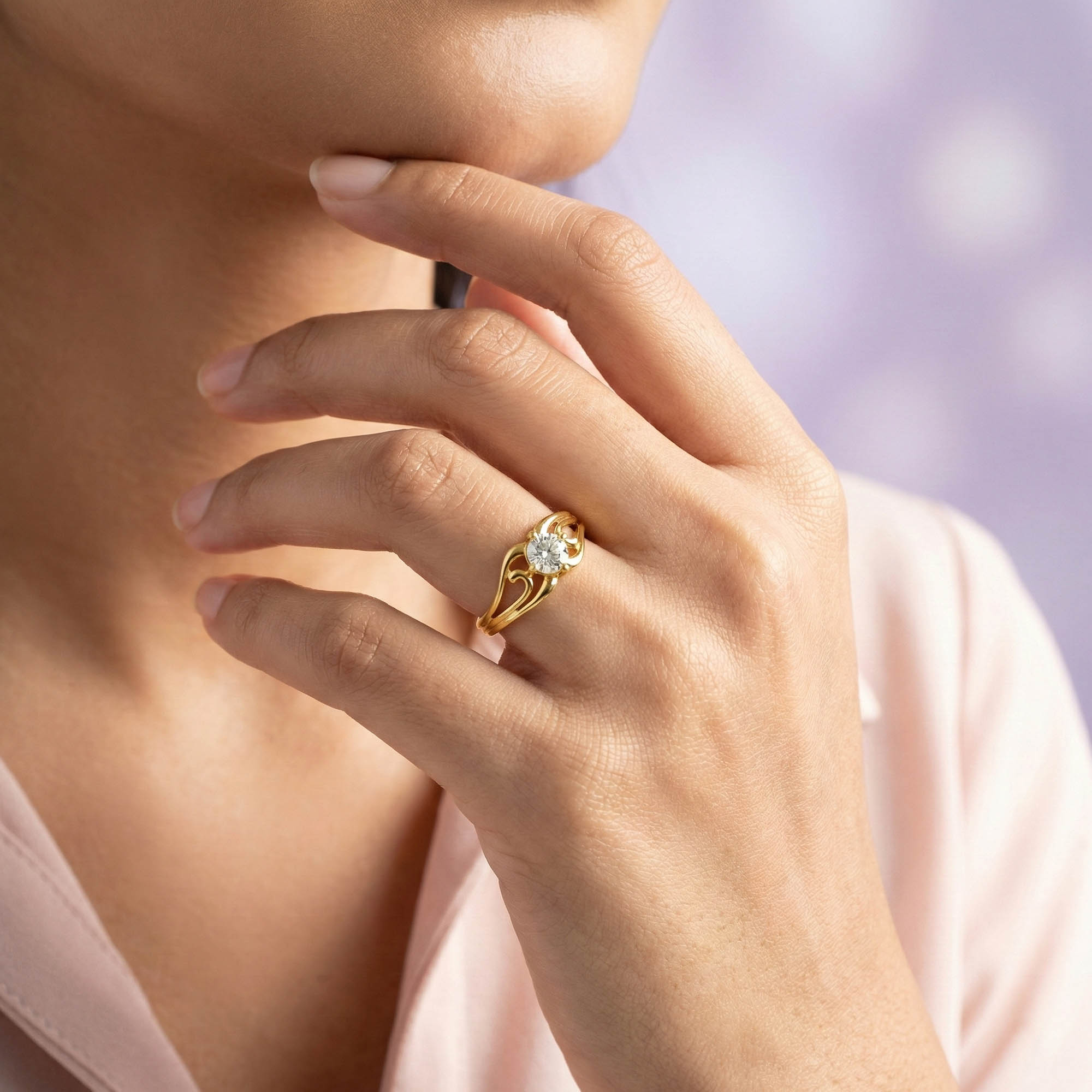 Lab-Grown Diamond Solitaire Ring for Women in 22K Yellow Gold – 0.25 Ct Round, 3 g (Design K11-14-APGAA) thumbnail