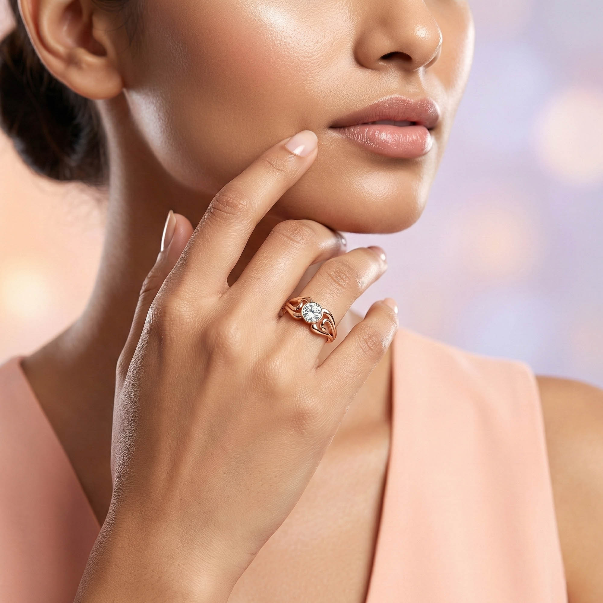 Lab-Grown Diamond Solitaire Ring for Women in 18K Rose Gold – 0.25 Ct Round, 3 g (Design K11-14-BBZAA) thumbnail