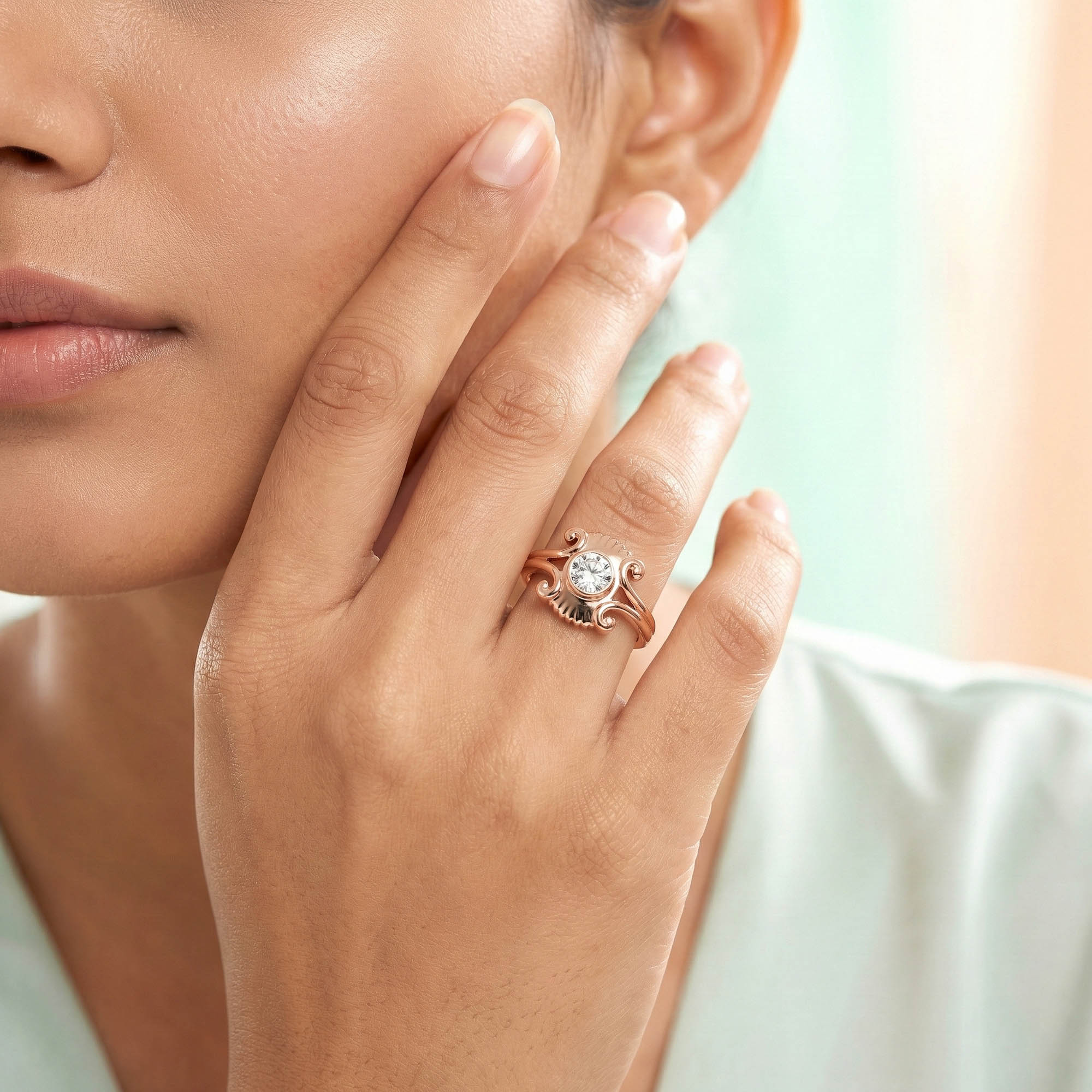 Lab-Grown Diamond Solitaire Ring for Women in 18K Rose Gold – 0.25 Ct Round, 3 g (Design K11-15-BBZAA) thumbnail
