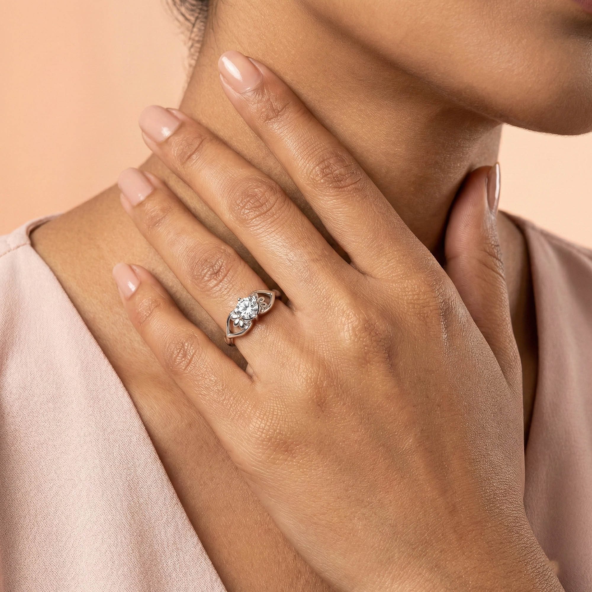 Lab-Grown Diamond Solitaire Ring for Women in 18K White Gold – 0.25 Ct Round, 3 g (Design K11-17-APGAA) thumbnail