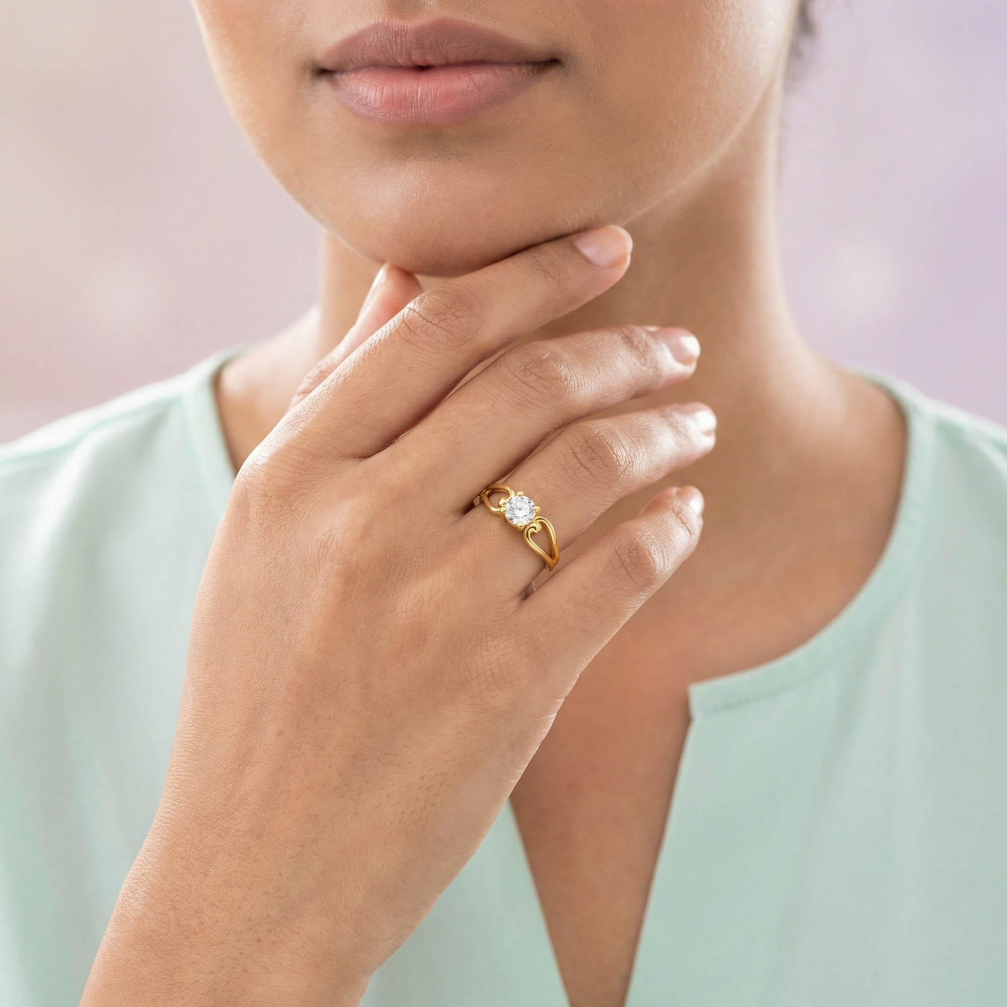 Lab-Grown Diamond Solitaire Ring for Women in 22K Yellow Gold – 0.25 Ct Round, 3 g (Design K11-20-APGAA) thumbnail