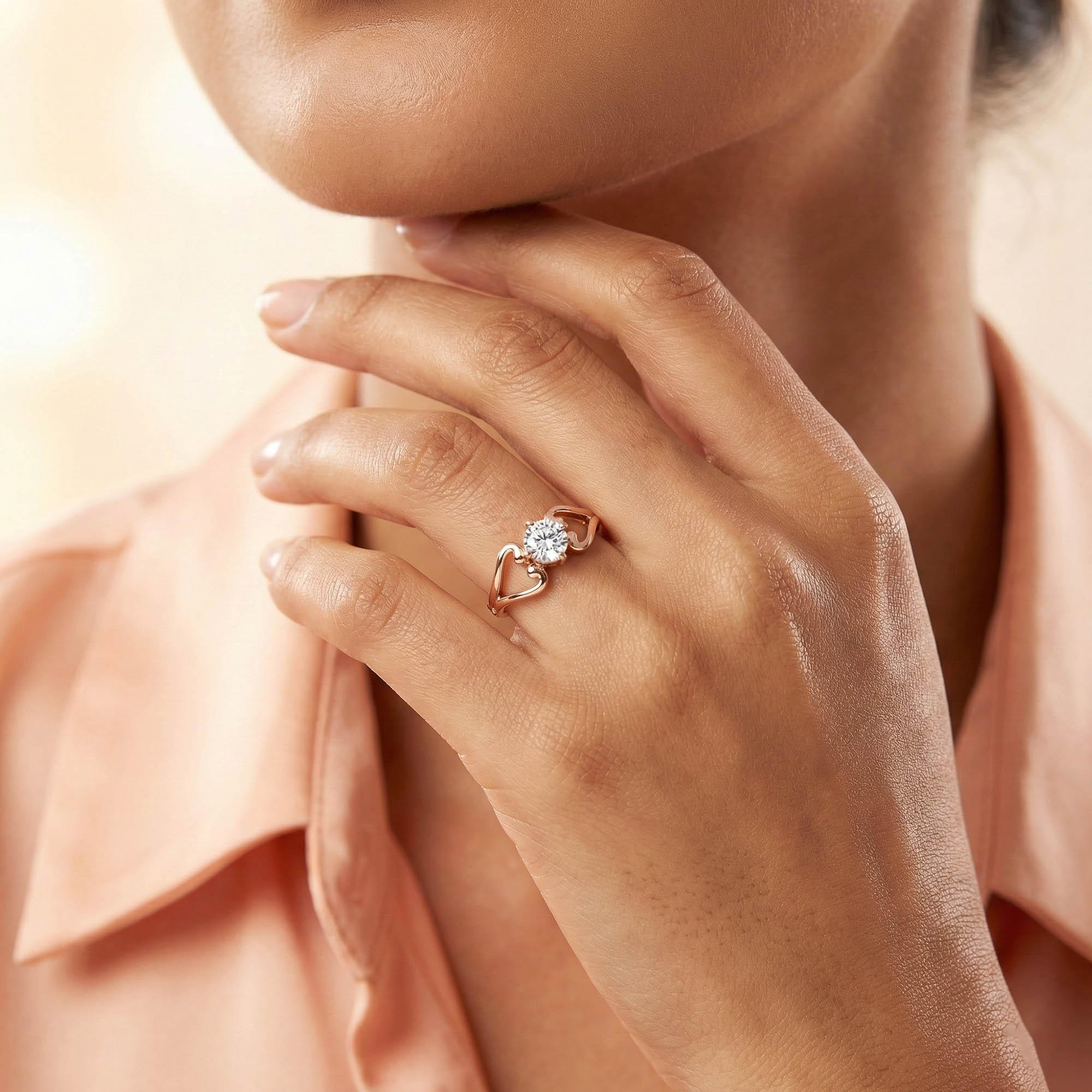 Lab-Grown Diamond Solitaire Ring for Women in 18K Rose Gold – 0.25 Ct Round, 3 g (Design K11-22-APGAA) thumbnail