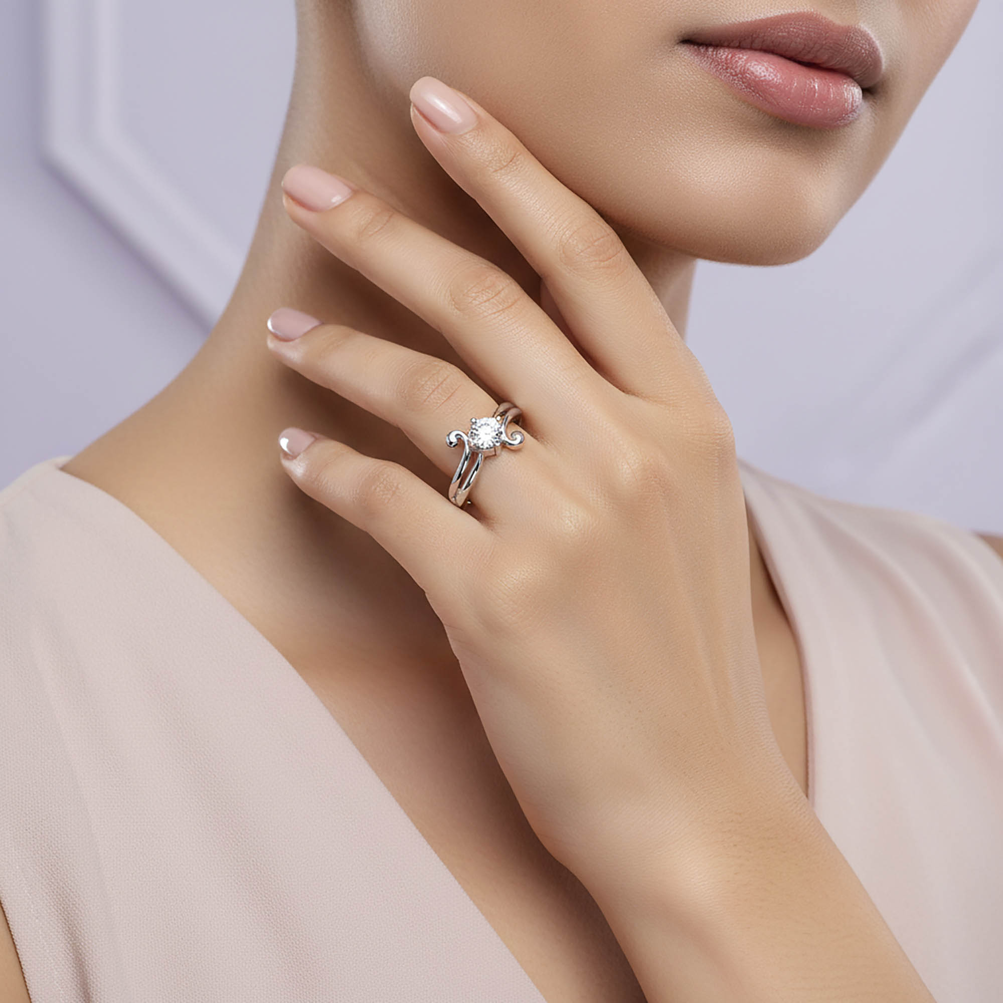 Lab-Grown Diamond Solitaire Ring for Women in 18K White Gold – 0.25 Ct Round, 3 g (Design K11-23-APGAA) thumbnail