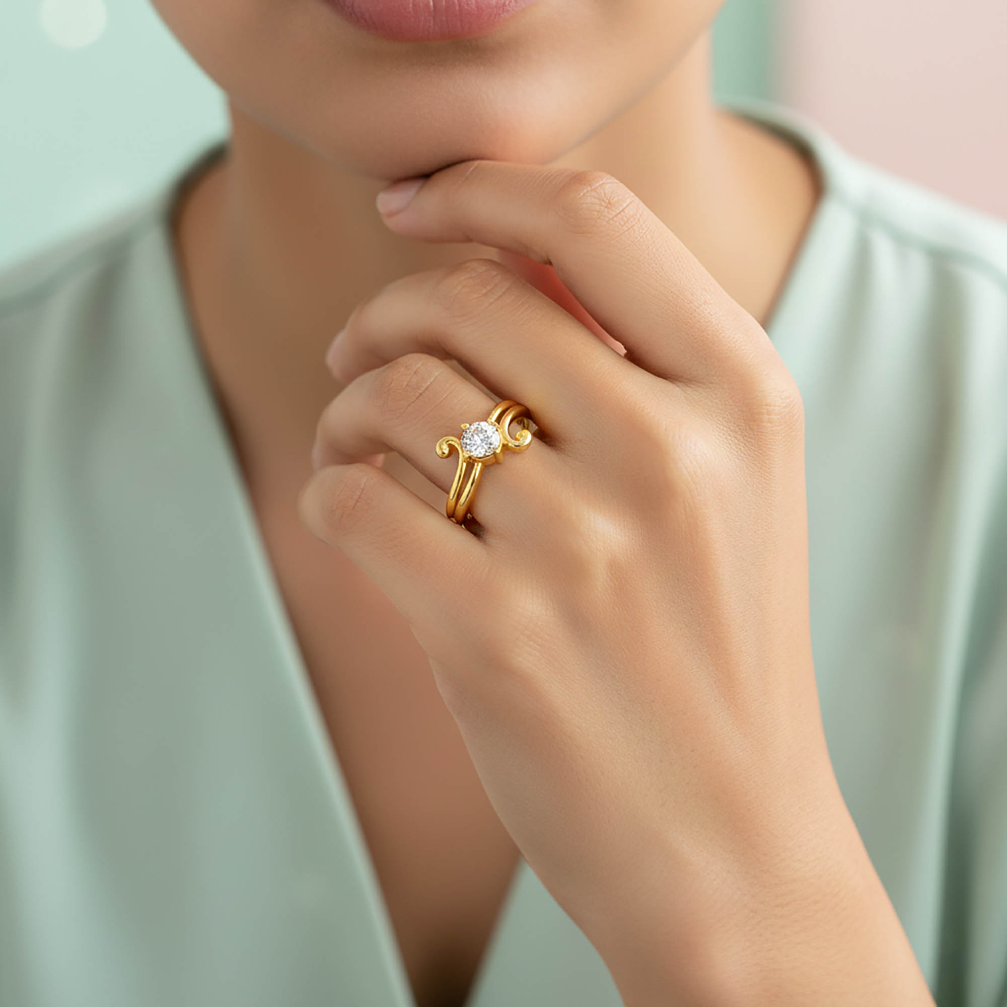 Lab-Grown Diamond Solitaire Ring for Women in 22K Yellow Gold – 0.25 Ct Round, 3 g (Design K11-23-APGAA) thumbnail