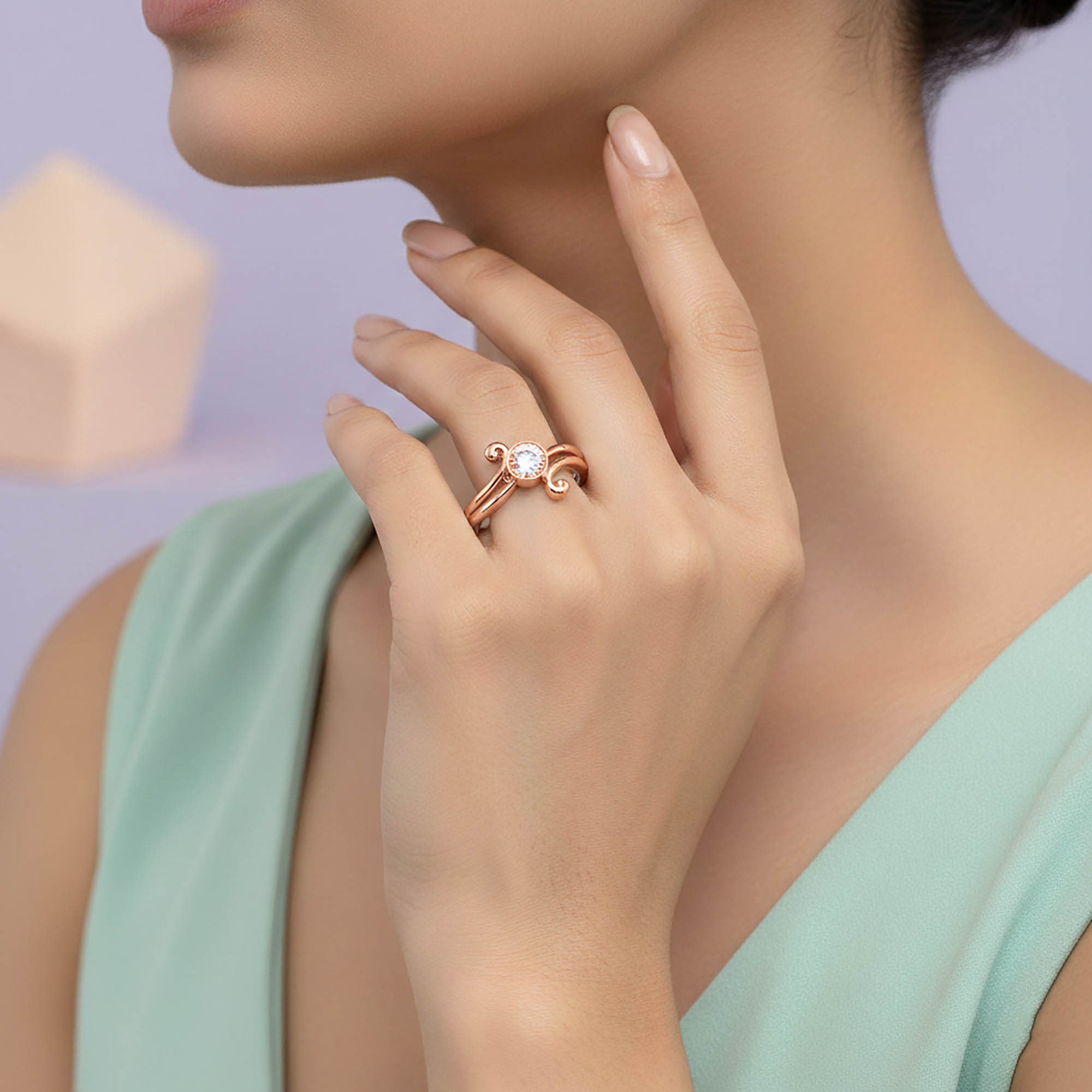 Lab-Grown Diamond Solitaire Ring for Women in 18K Rose Gold – 0.25 Ct Round, 3 g (Design K11-23-BBZAA) thumbnail