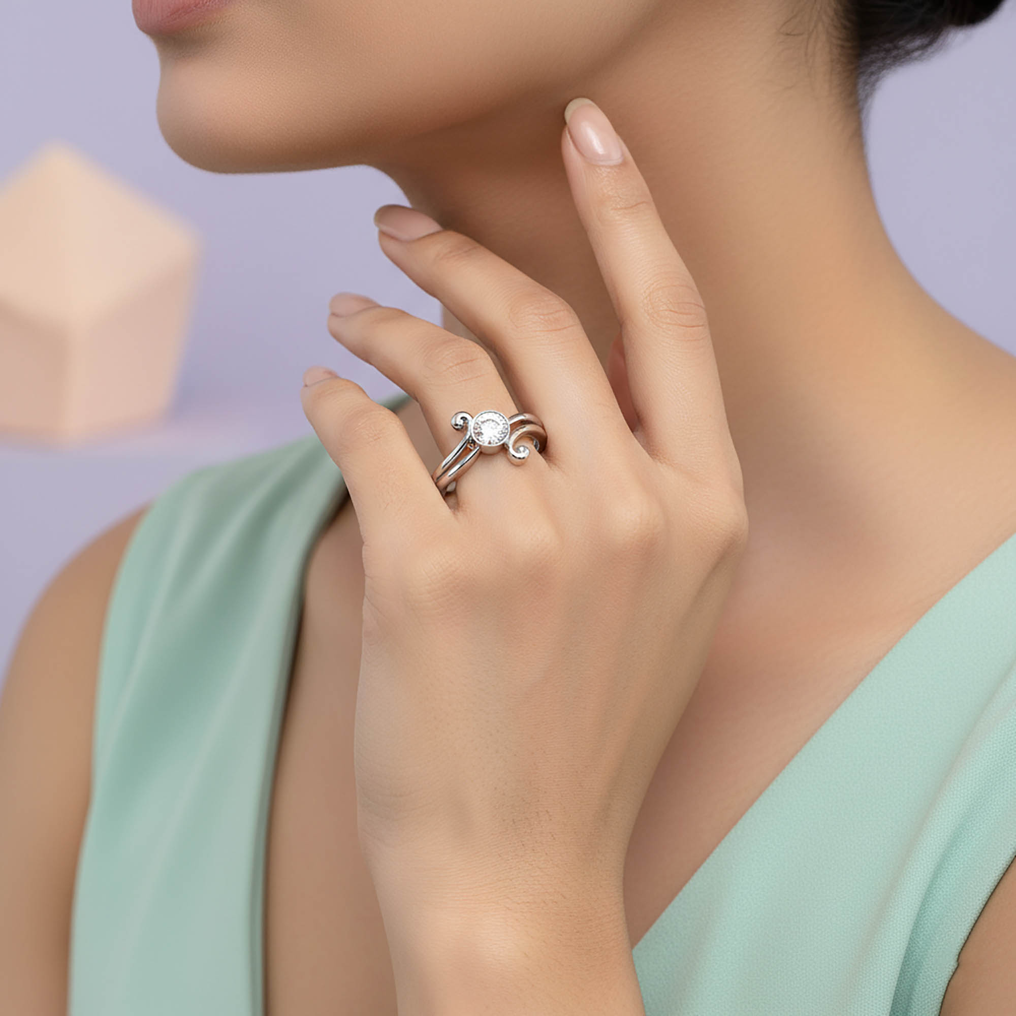 Lab-Grown Diamond Solitaire Ring for Women in 18K White Gold – 0.25 Ct Round, 3 g (Design K11-23-BBZAA) thumbnail