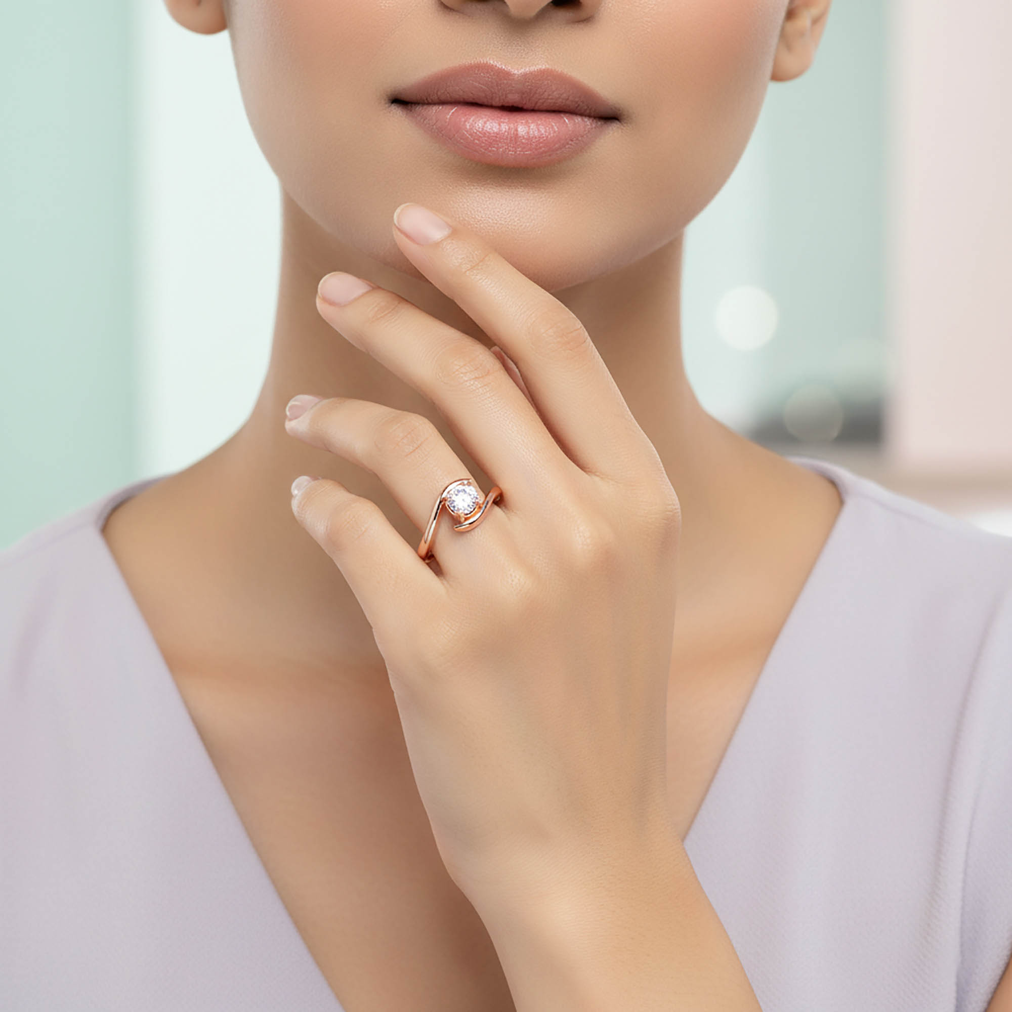 Lab-Grown Diamond Solitaire Ring for Women in 18K Rose Gold – 0.25 Ct Round, 3 g (Design K11-24-APGAA) thumbnail