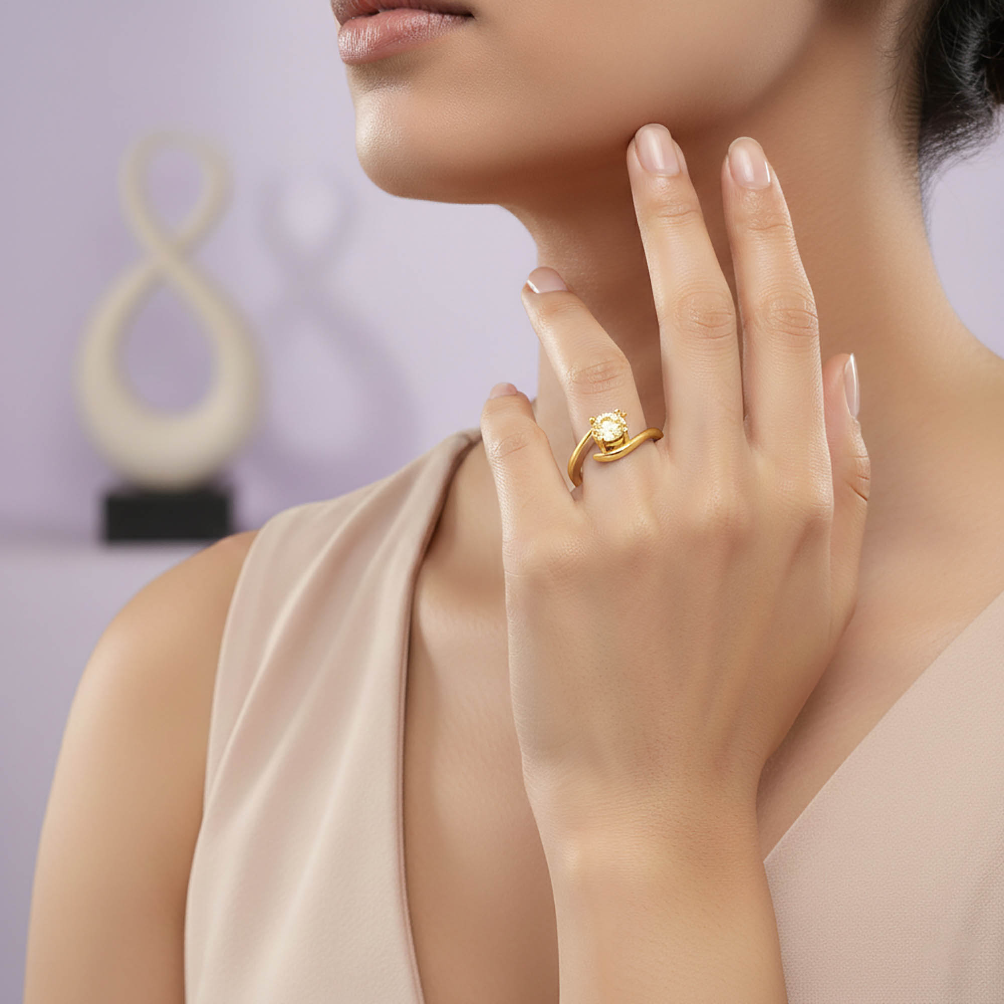 Lab-Grown Diamond Solitaire Ring for Women in 22K Yellow Gold – 0.25 Ct Round, 3 g (Design K11-24-APGAA) thumbnail
