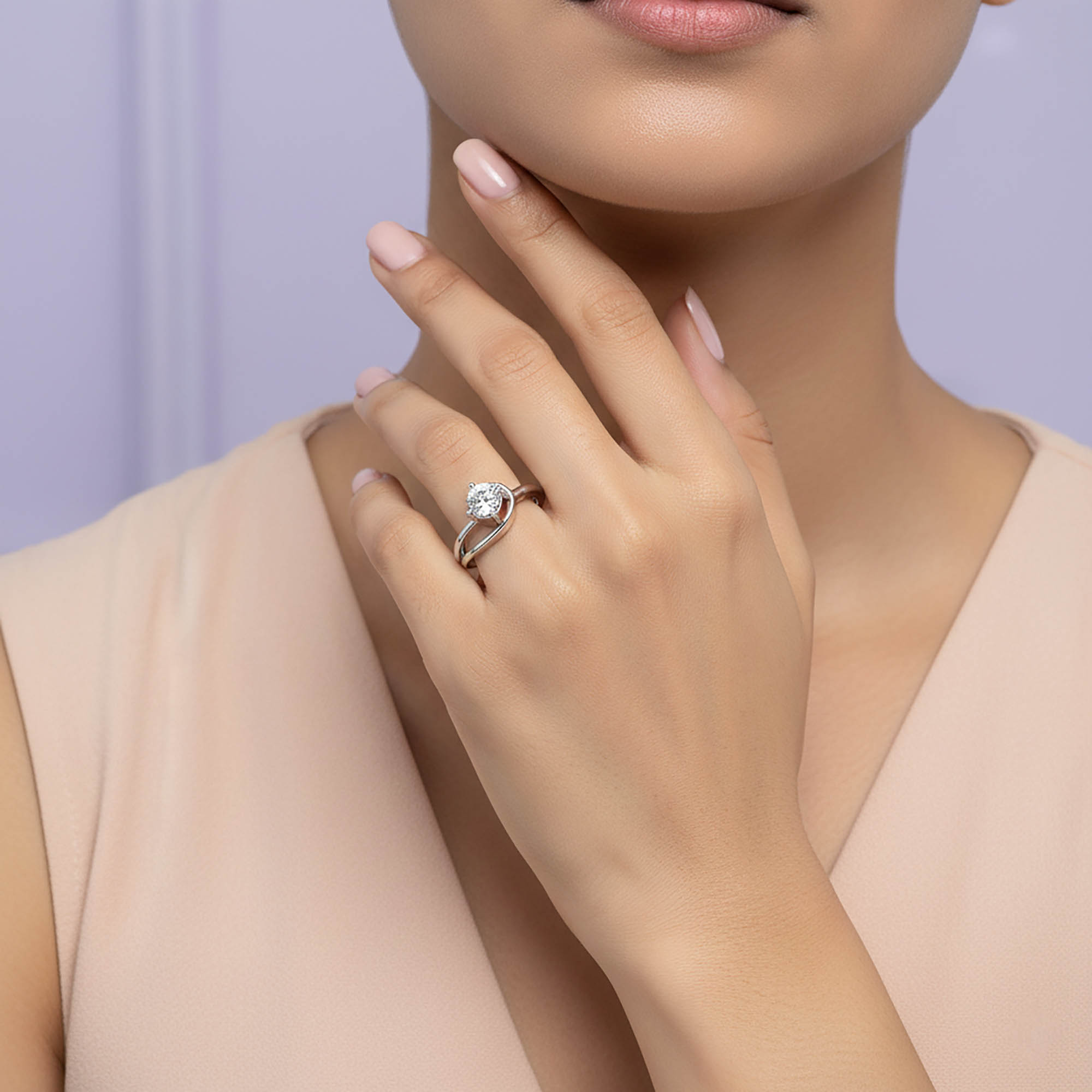 Lab-Grown Diamond Solitaire Ring for Women in 18K White Gold – 0.25 Ct Round, 3 g (Design K11-26-APGAA) thumbnail