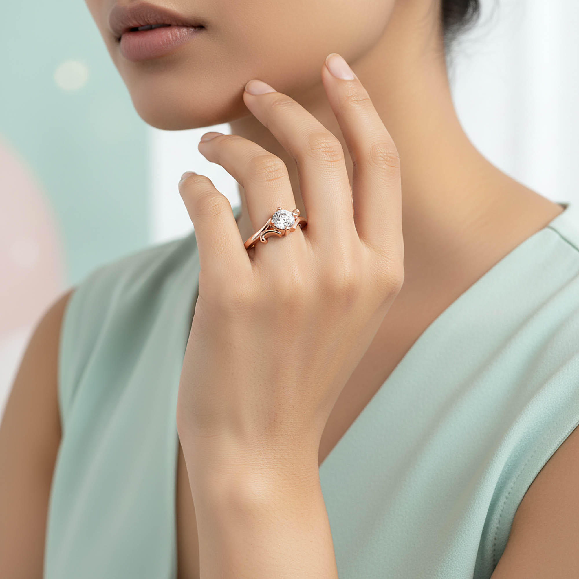 Lab-Grown Diamond Solitaire Ring for Women in 18K Rose Gold – 0.25 Ct Round, 3 g (Design K11-27-APGAA) thumbnail