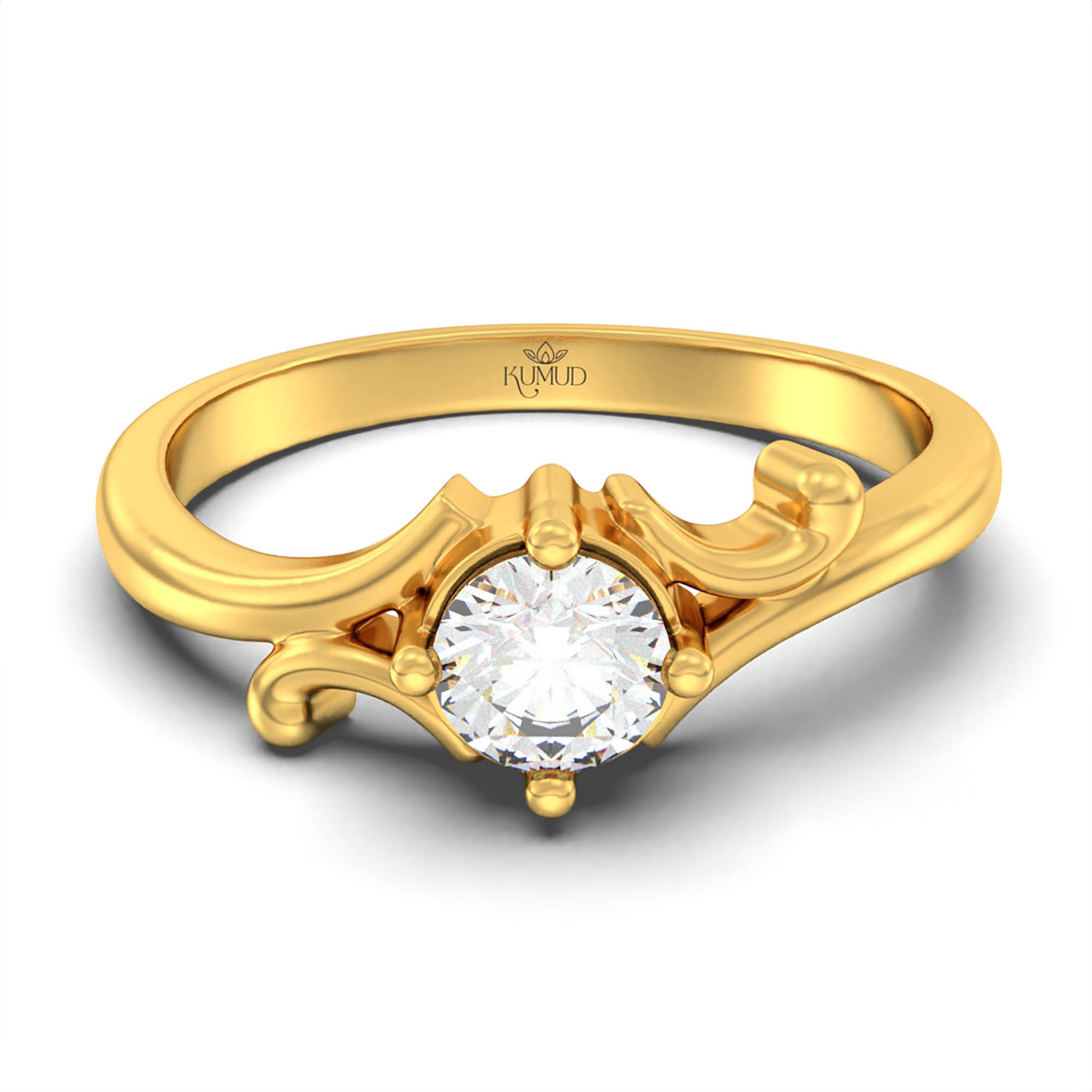 Lab-Grown Diamond Solitaire Ring for Women in 22K Yellow Gold – 0.25 Ct Round, 3 g (Design K11-27-APGAA) thumbnail