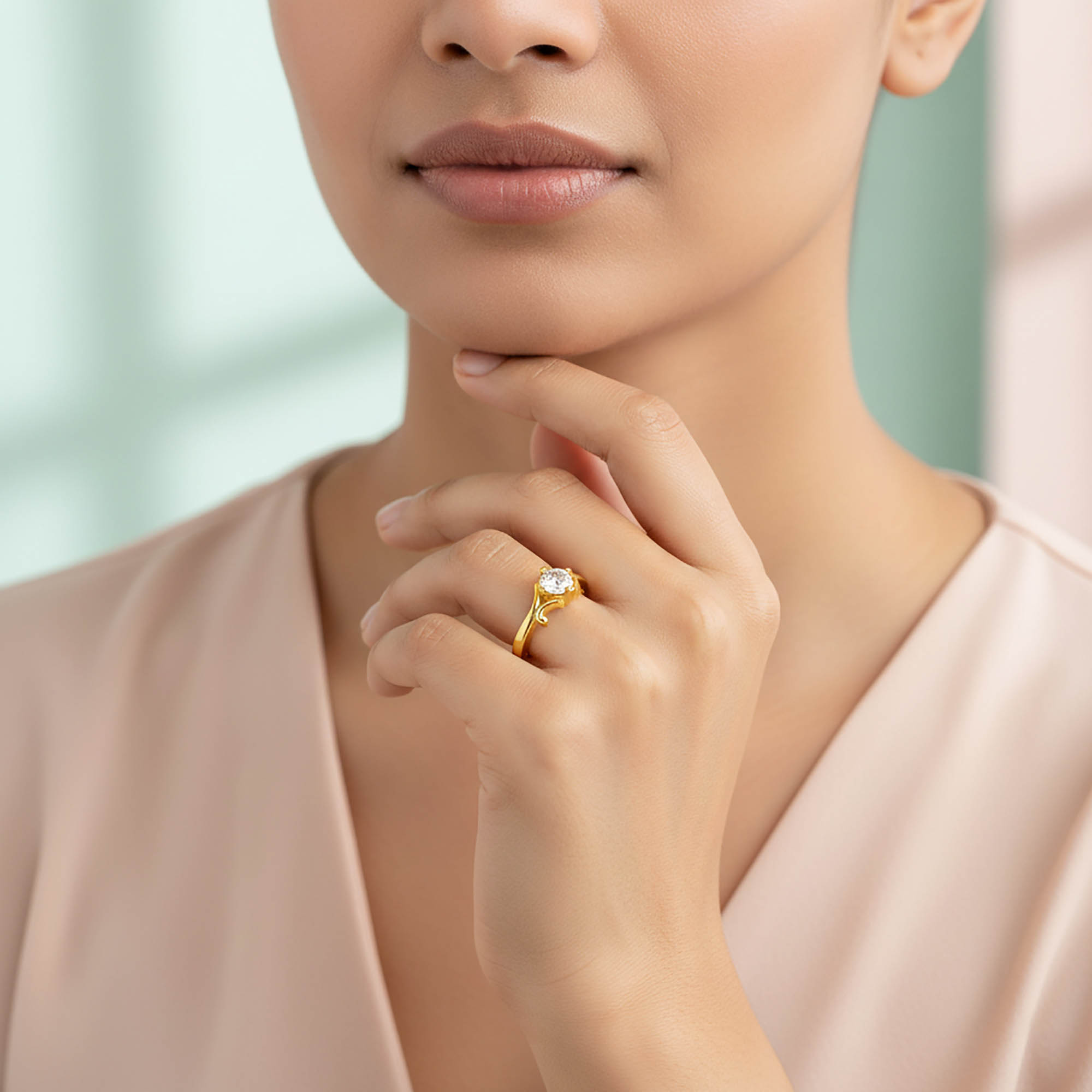 Lab-Grown Diamond Solitaire Ring for Women in 22K Yellow Gold – 0.25 Ct Round, 3 g (Design K11-27-APGAA) thumbnail