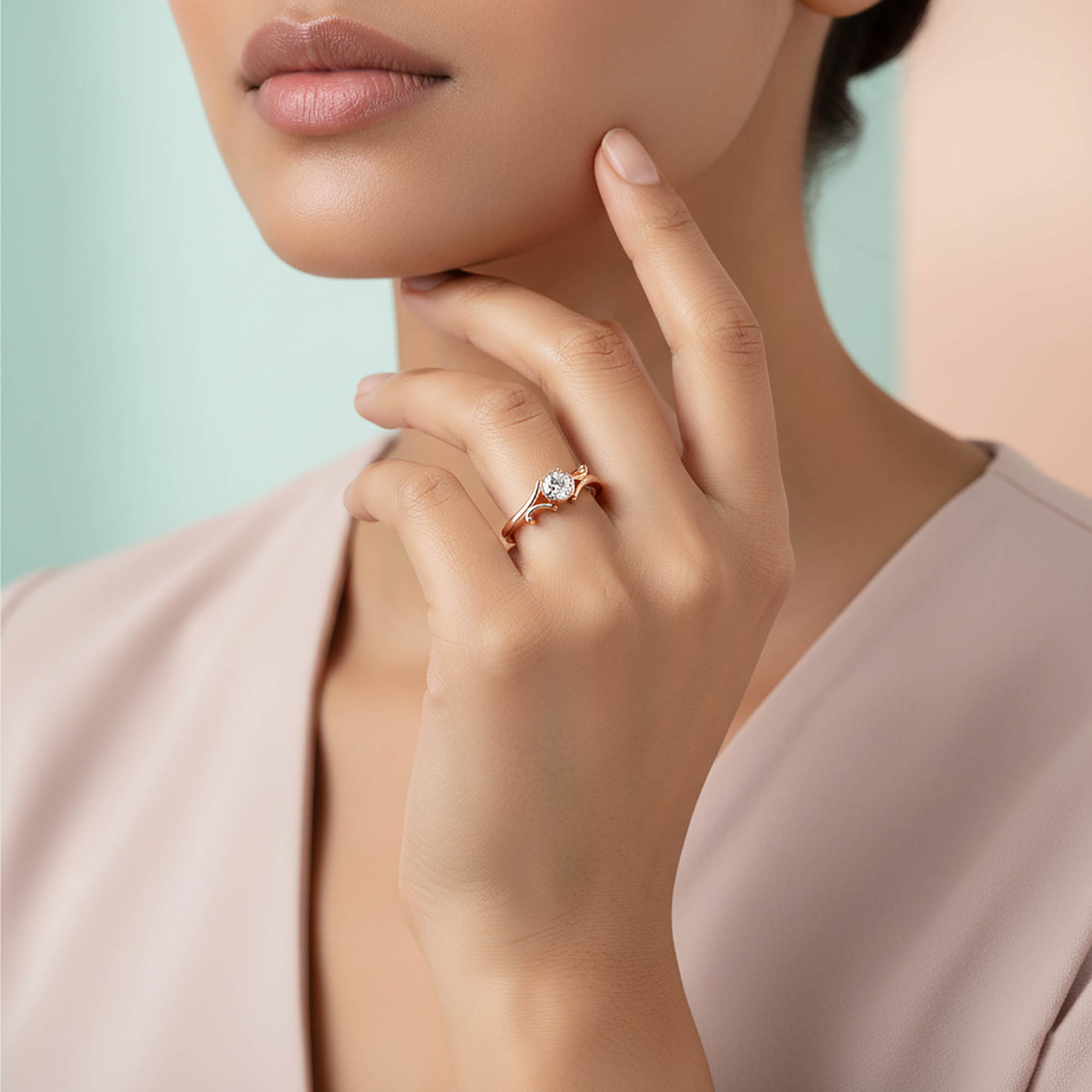 Lab-Grown Diamond Solitaire Ring for Women in 18K Rose Gold – 0.25 Ct Round, 3 g (Design K11-27-BBZAA) thumbnail