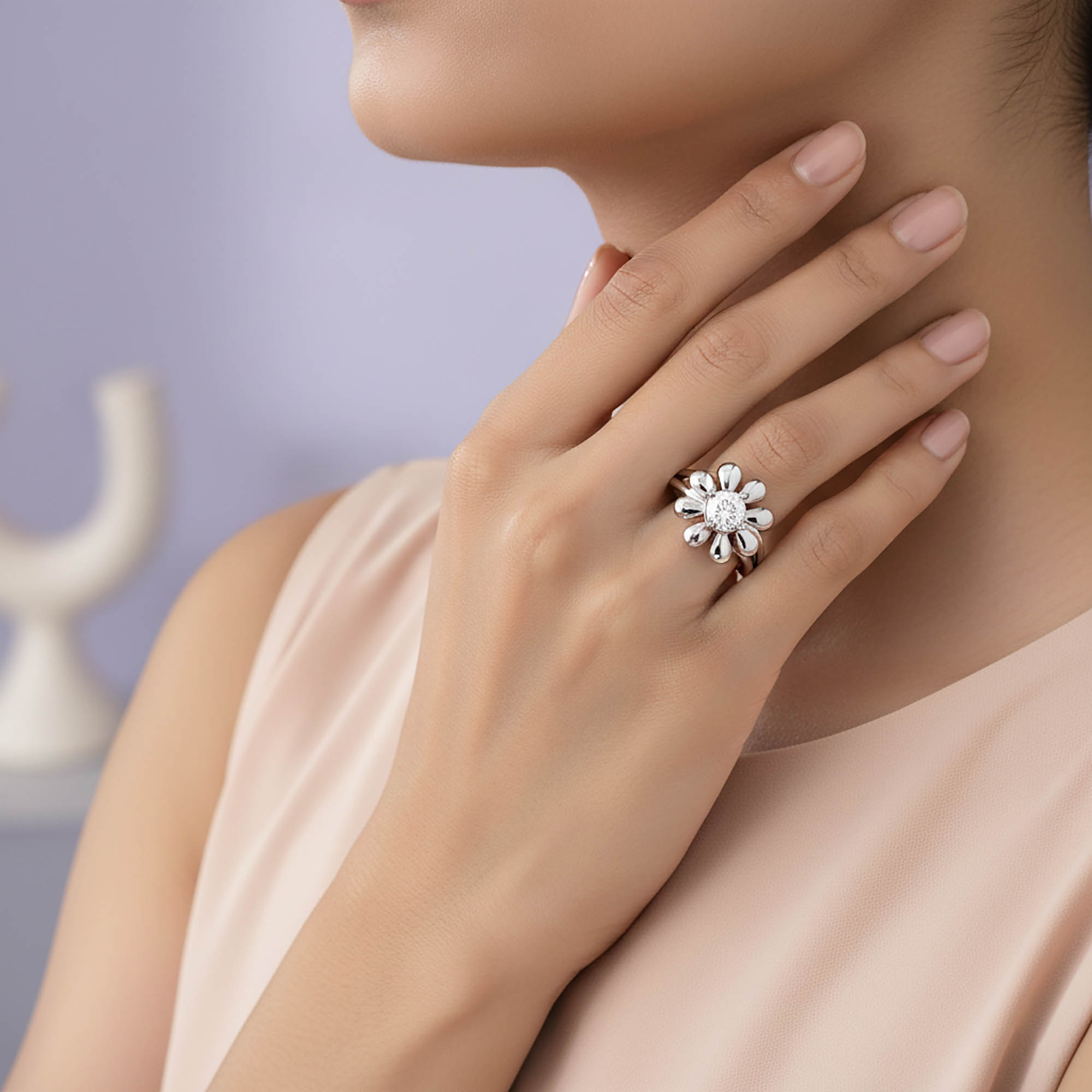 Lab-Grown Diamond Solitaire Ring for Women in 18K White Gold – 0.25 Ct Round, 3 g (Design K11-28-APGAA) thumbnail