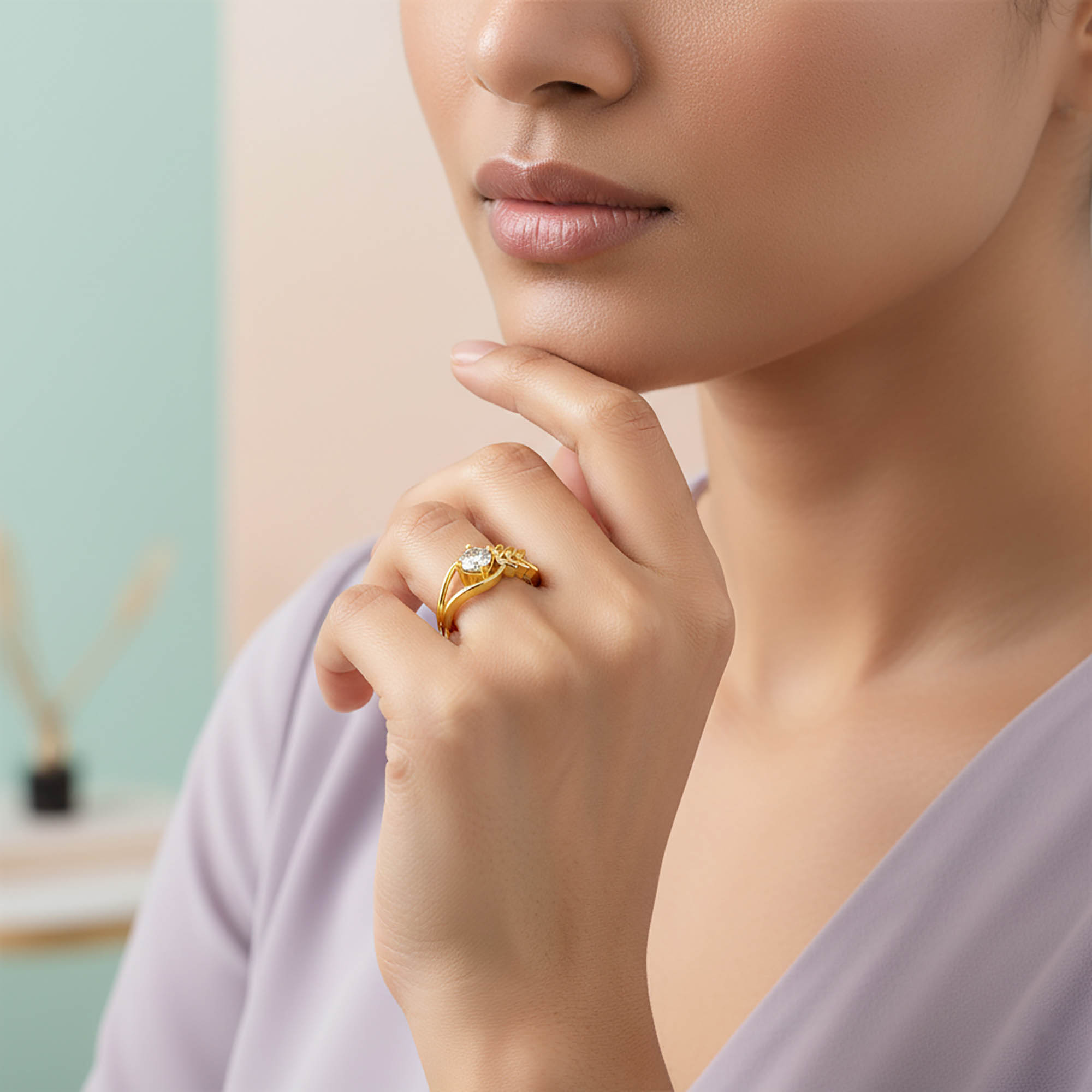 Lab-Grown Diamond Solitaire Ring for Women in 22K Yellow Gold – 0.25 Ct Round, 3 g (Design K11-29-APGAA) thumbnail