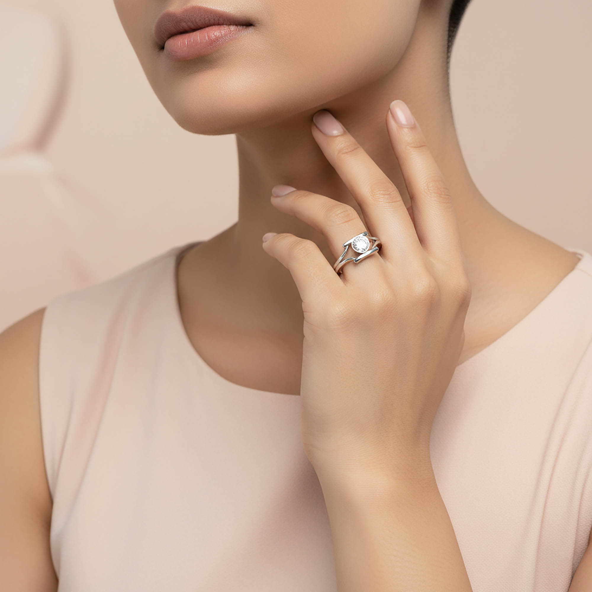 Lab-Grown Diamond Solitaire Ring for Women in 18K White Gold – 0.25 Ct Round, 3 g (Design K11-30-BBZAA) thumbnail