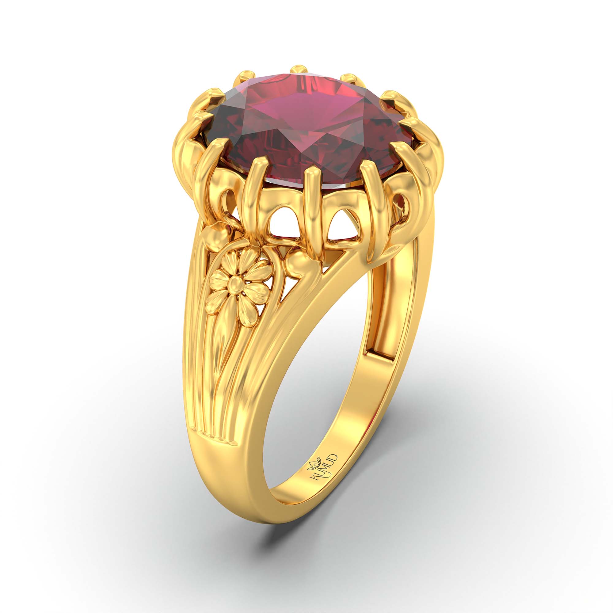 Ruby (Manik) Ring for Men in 22K Yellow Gold – Oval 14x11 mm, Prong Setting, 10 g (Design K12-1) thumbnail