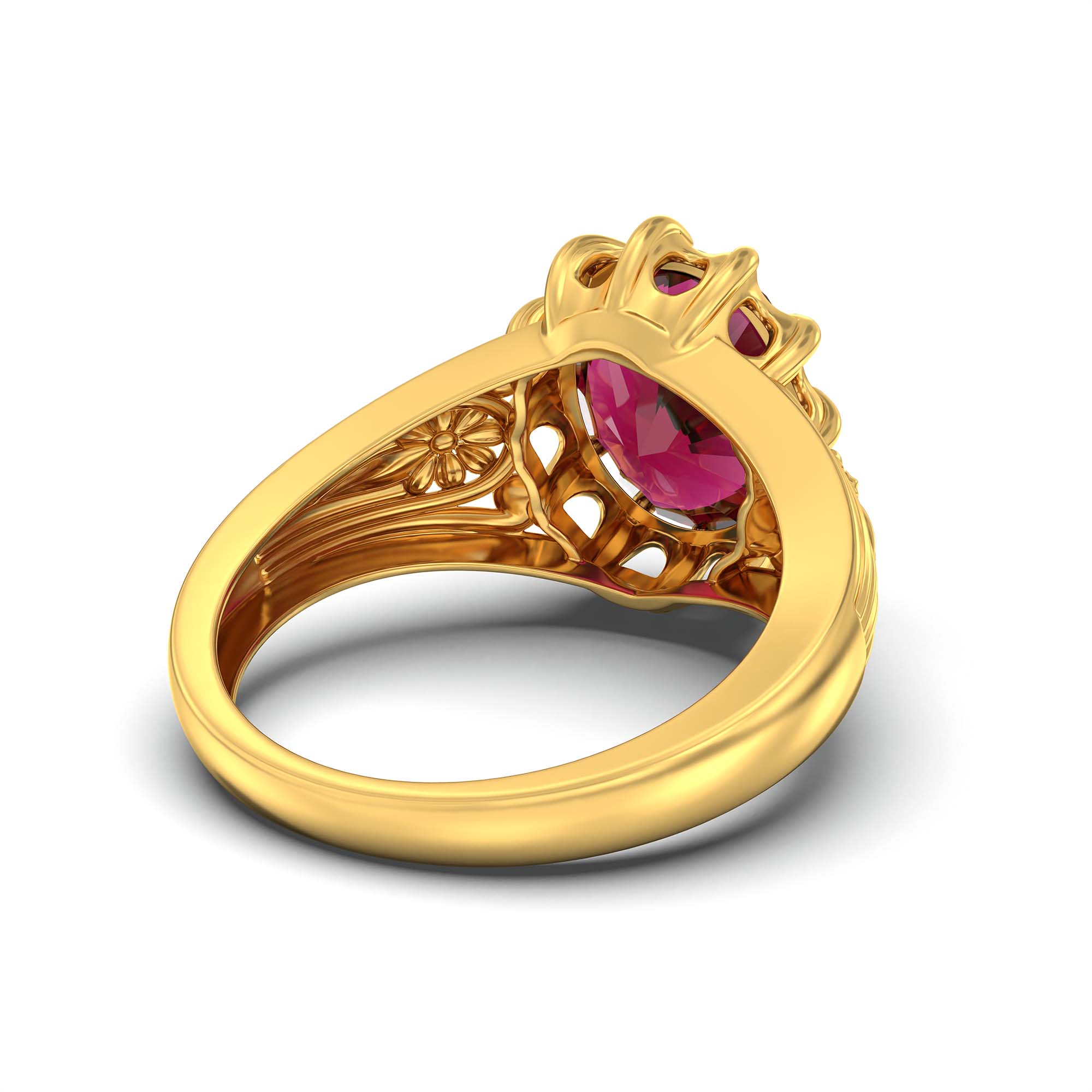 Ruby (Manik) Ring for Men in 22K Yellow Gold – Oval 14x11 mm, Prong Setting, 10 g (Design K12-1) thumbnail