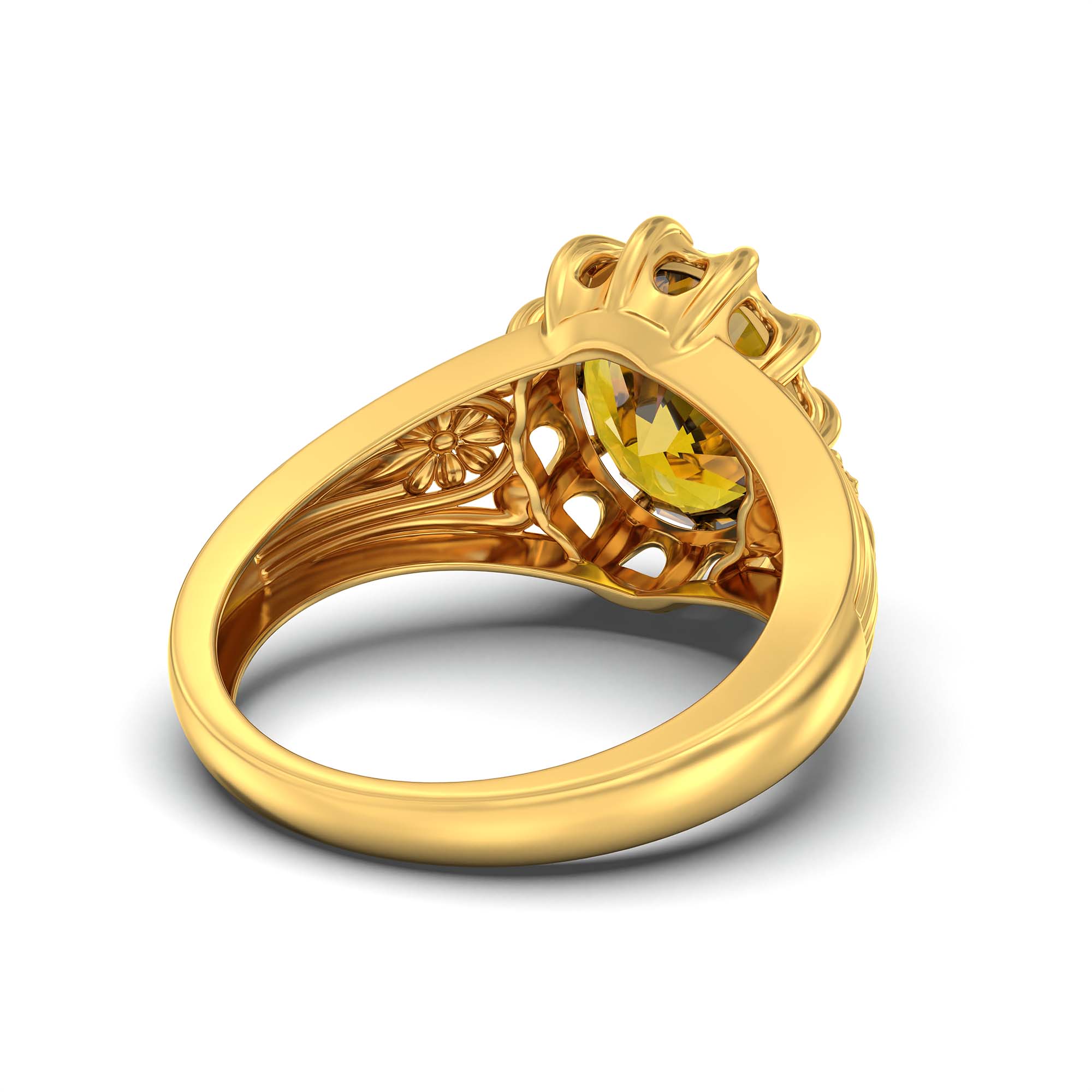 Yellow Sapphire (Pukhraj) Ring for Men in 22K Yellow Gold – Oval 14x11 mm, Prong Setting, 10 g (Design K12-1) thumbnail
