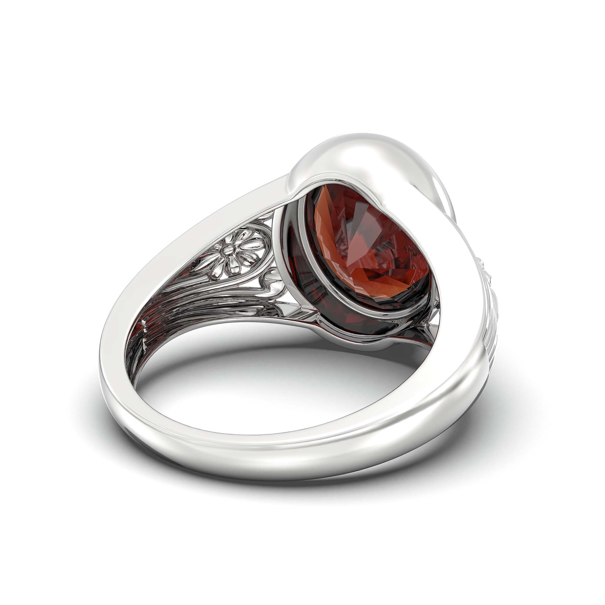 Hessonite (Gomed) Ring for Men in 925 Sterling Silver – Oval 14x11 mm, Bezel Setting, 10 g (Design K12-1) thumbnail