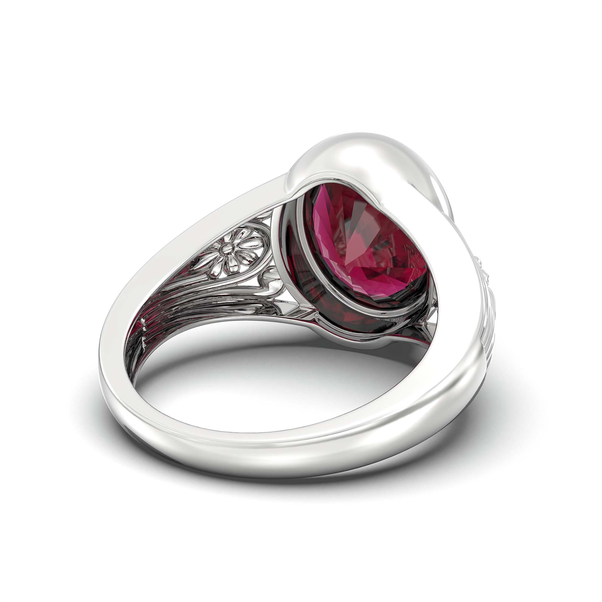 Ruby (Manik) Ring for Men in 925 Sterling Silver – Oval 14x11 mm, Bezel Setting, 10 g (Design K12-1) thumbnail
