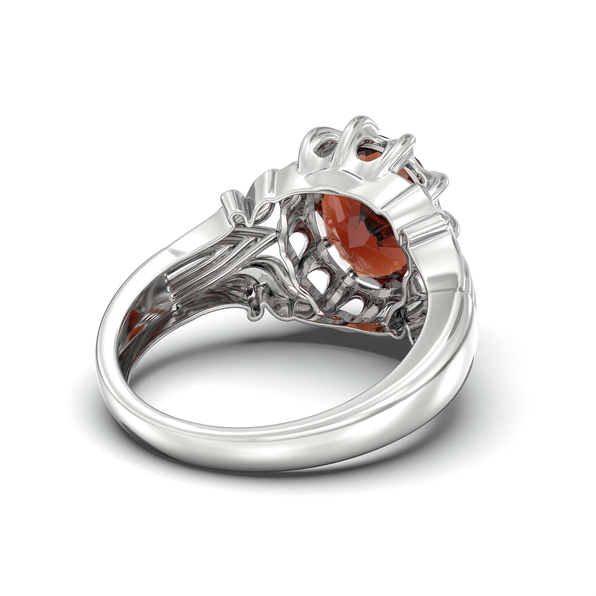 Hessonite (Gomed) Ring for Men in 925 Sterling Silver – Oval 14x11 mm, Prong Setting, 9 g (Design K12-2) thumbnail