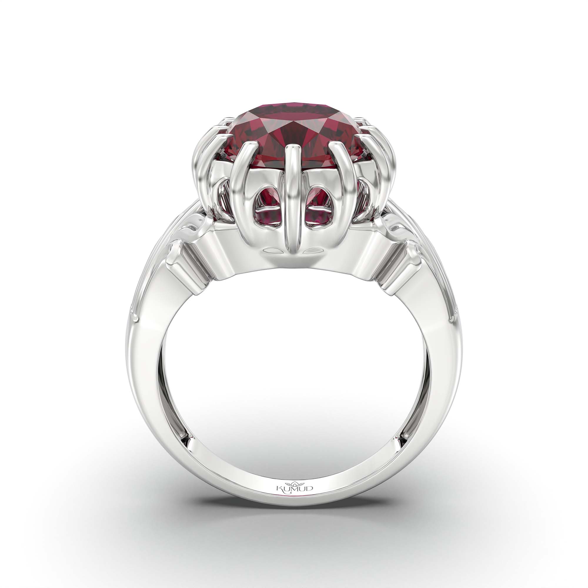 Ruby (Manik) Ring for Men in 925 Sterling Silver – Oval 14x11 mm, Prong Setting, 9 g (Design K12-2) thumbnail
