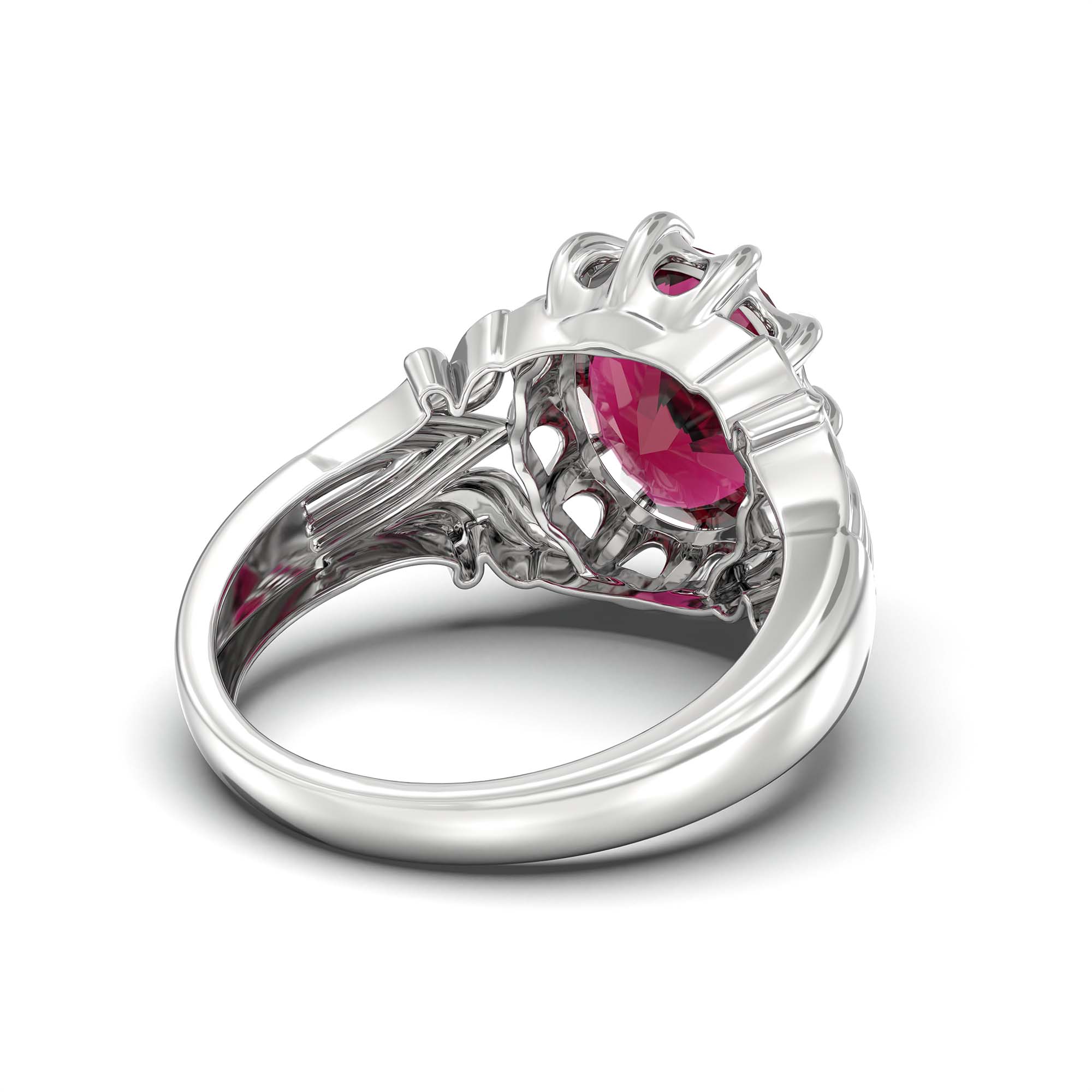 Ruby (Manik) Ring for Men in 925 Sterling Silver – Oval 14x11 mm, Prong Setting, 9 g (Design K12-2) thumbnail
