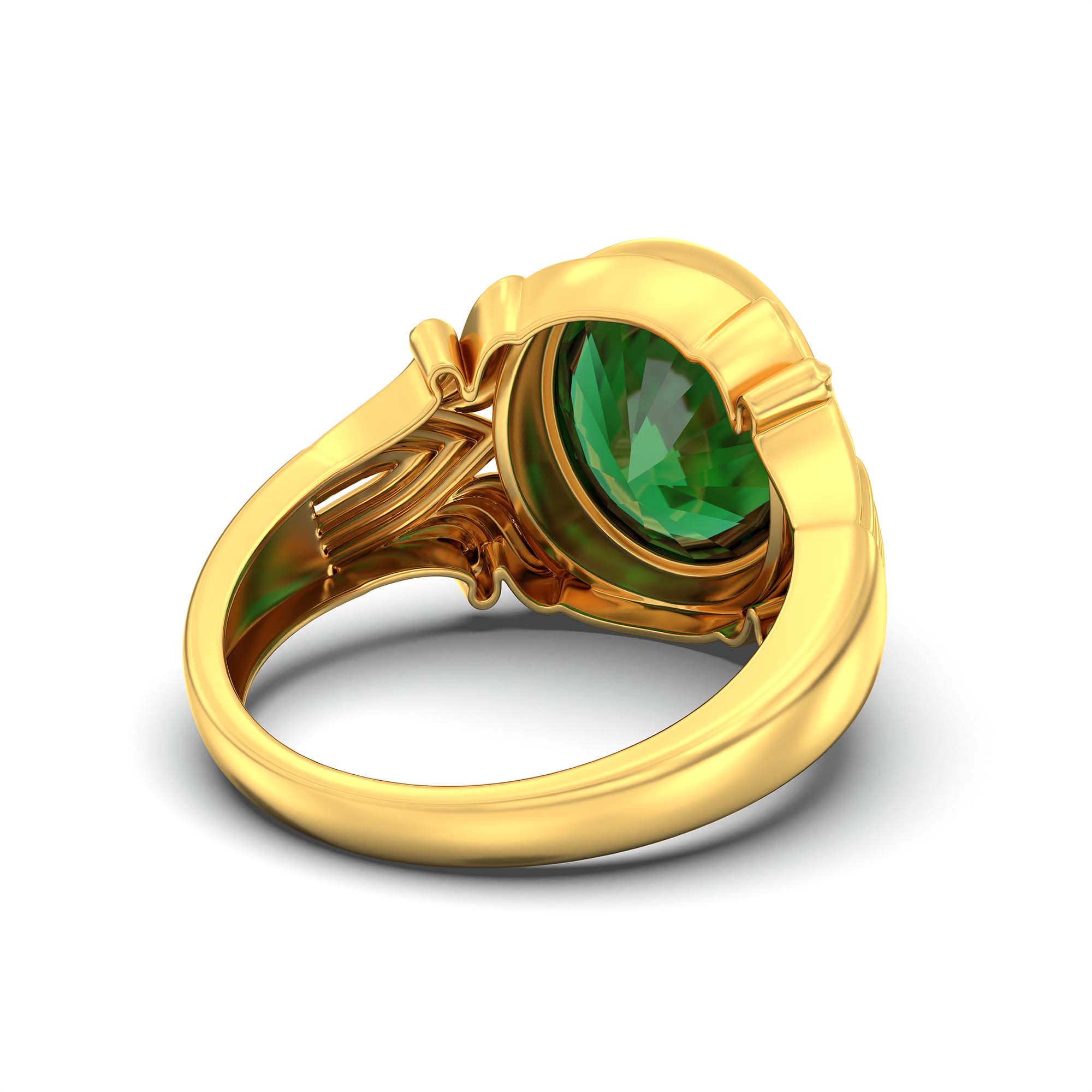 Emerald (Panna) Ring for Men in 22K Yellow Gold – Oval 14x11 mm, Bezel Setting, 11 g thumbnail