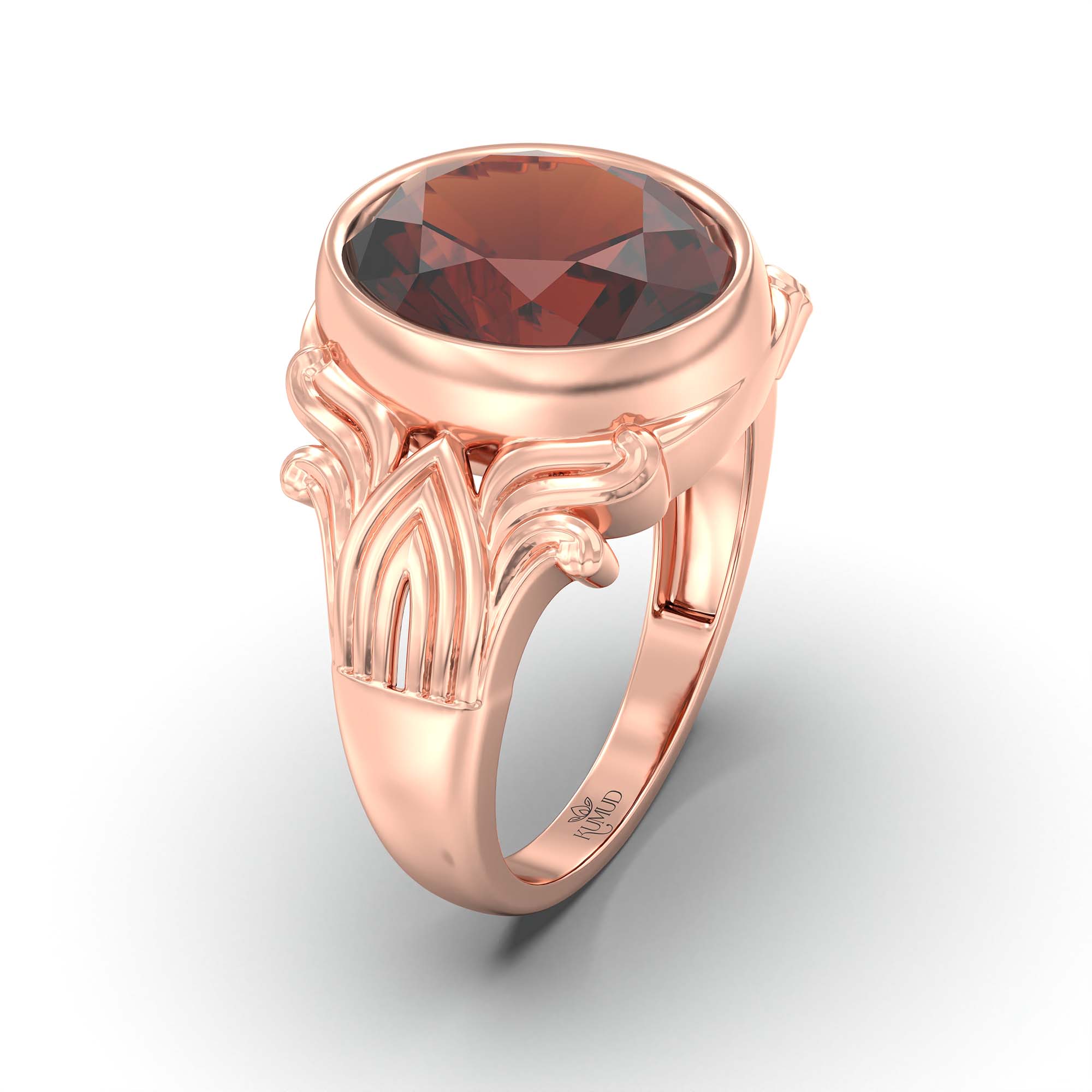 Hessonite (Gomed) Ring for Men in 18K Rose Gold – Oval 14x11 mm, Bezel Setting, 11 g thumbnail