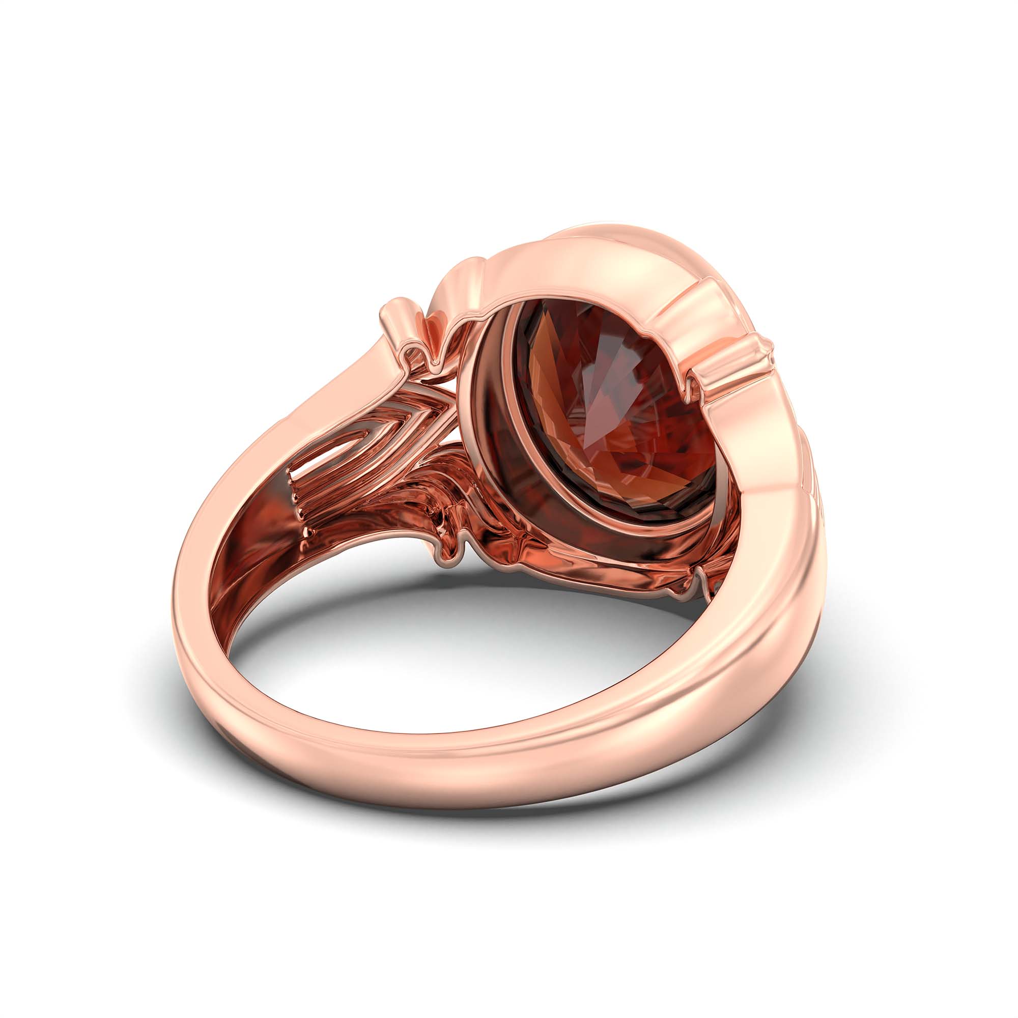 Hessonite (Gomed) Ring for Men in 18K Rose Gold – Oval 14x11 mm, Bezel Setting, 11 g thumbnail