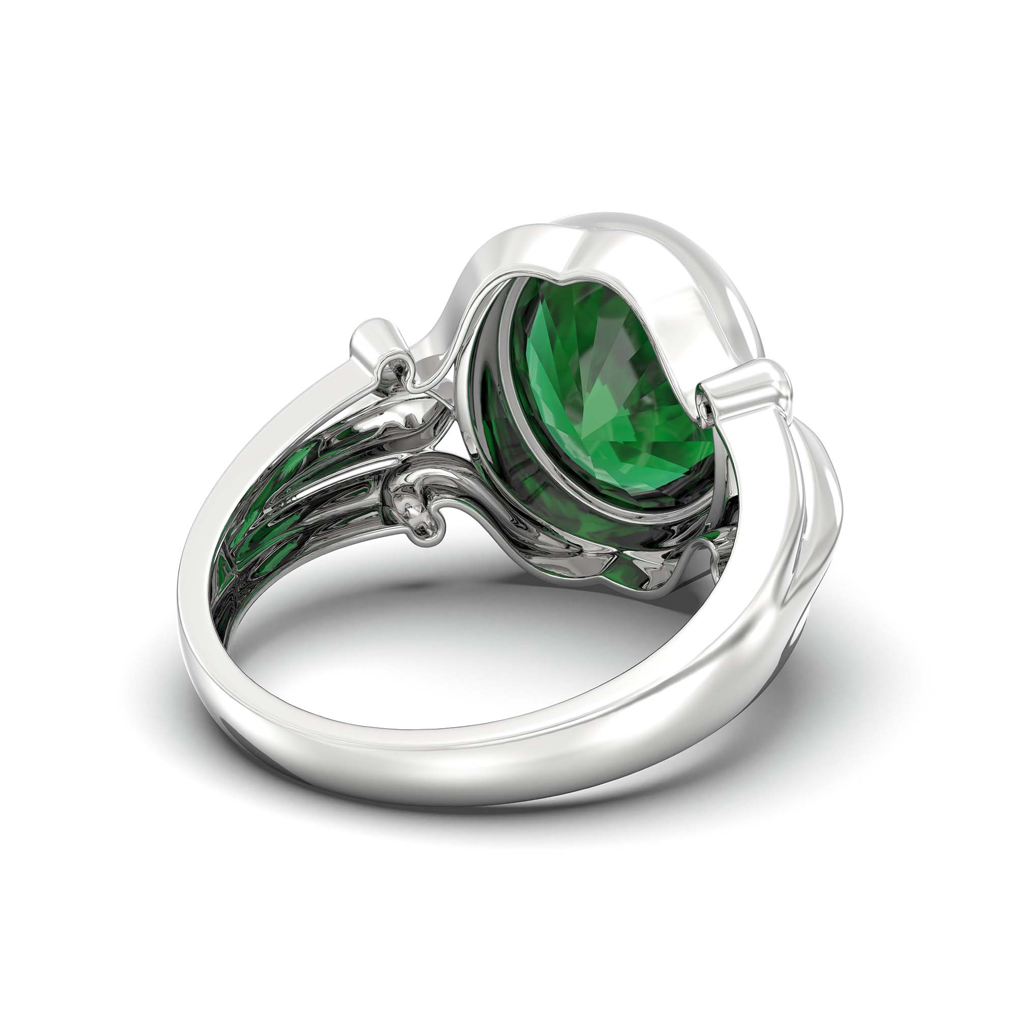 Emerald (Panna) Ring for Men in 925 Sterling Silver – Oval 14x11 mm, Bezel Setting, 10 g (Design K12-3) thumbnail
