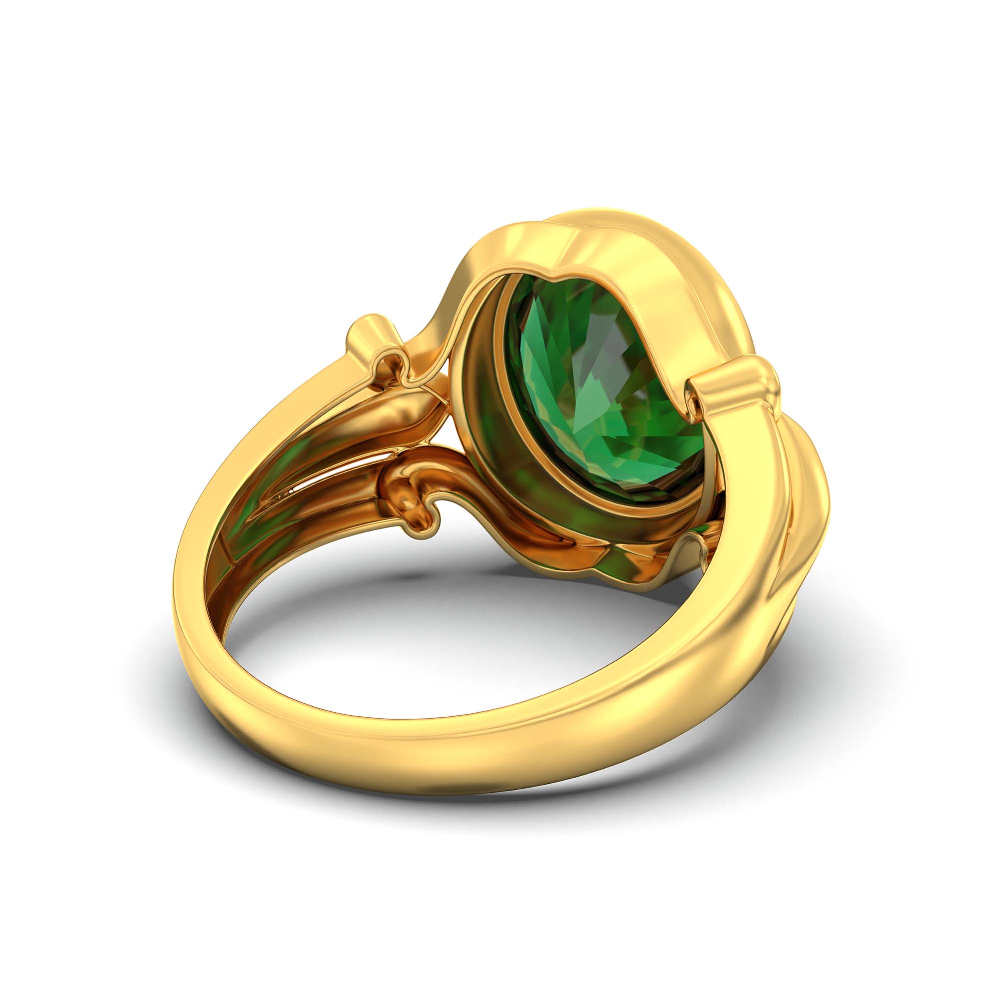 Emerald (Panna) Ring for Men in 22K Yellow Gold – Oval 14x11 mm, Bezel Setting, 10 g (Design K12-3) thumbnail