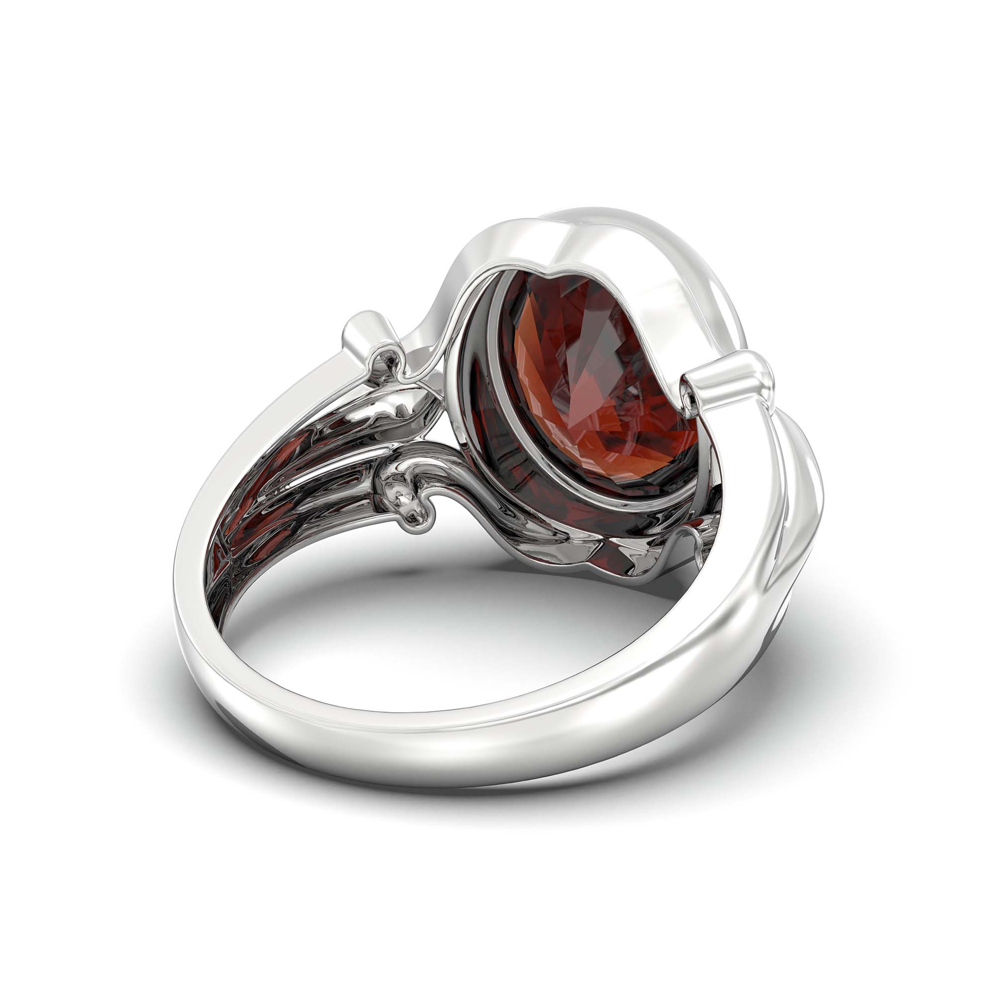 Hessonite (Gomed) Ring for Men in 925 Sterling Silver – Oval 14x11 mm, Bezel Setting, 10 g (Design K12-3) thumbnail