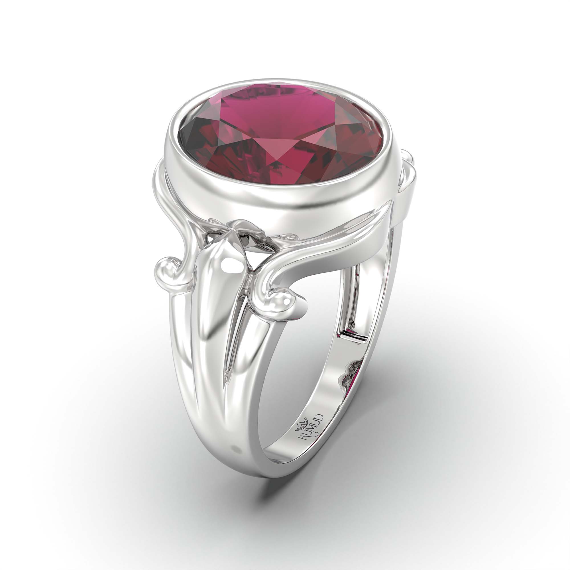 Ruby (Manik) Ring for Men in 925 Sterling Silver – Oval 14x11 mm, Bezel Setting, 10 g (Design K12-3) thumbnail