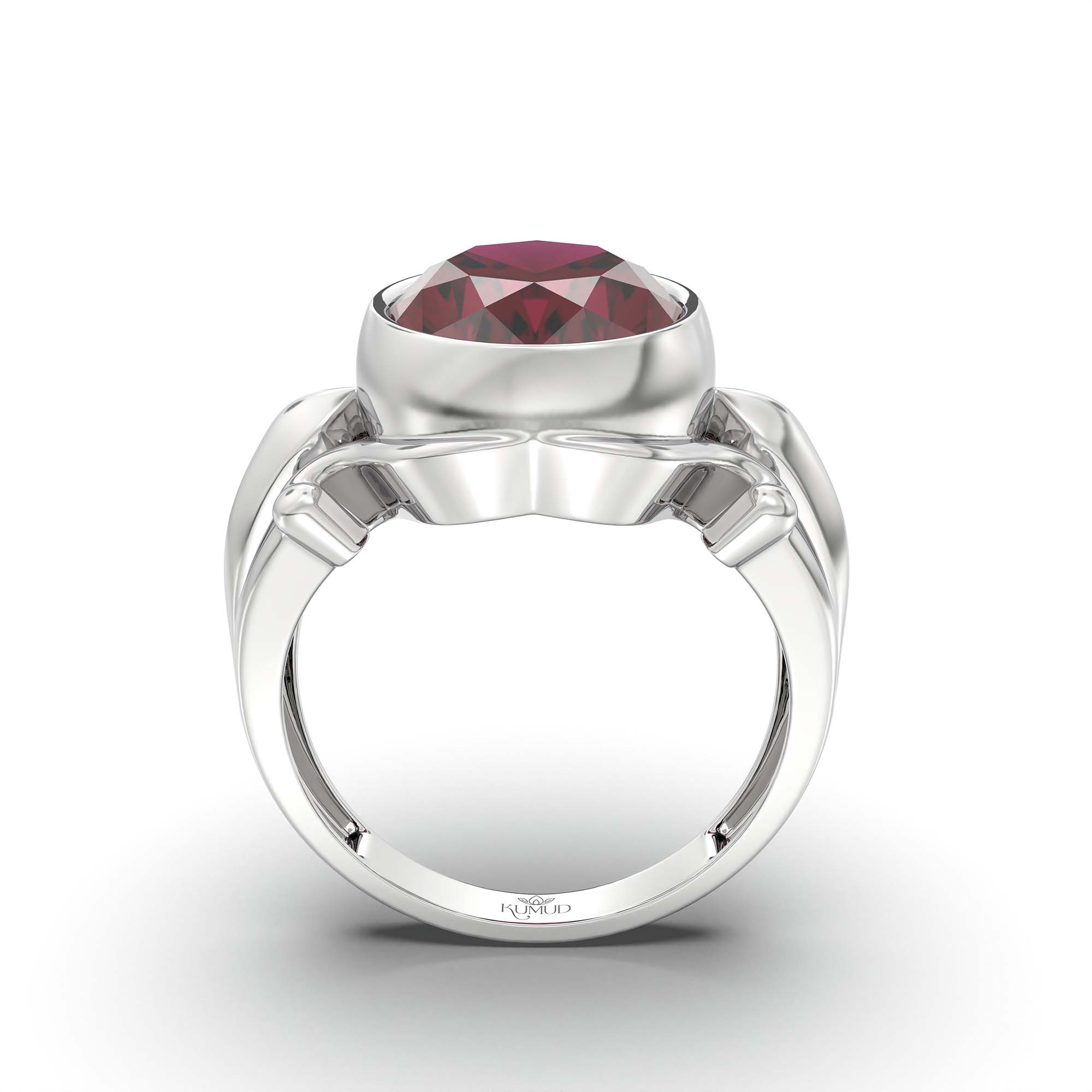 Ruby (Manik) Ring for Men in 925 Sterling Silver – Oval 14x11 mm, Bezel Setting, 10 g (Design K12-3) thumbnail