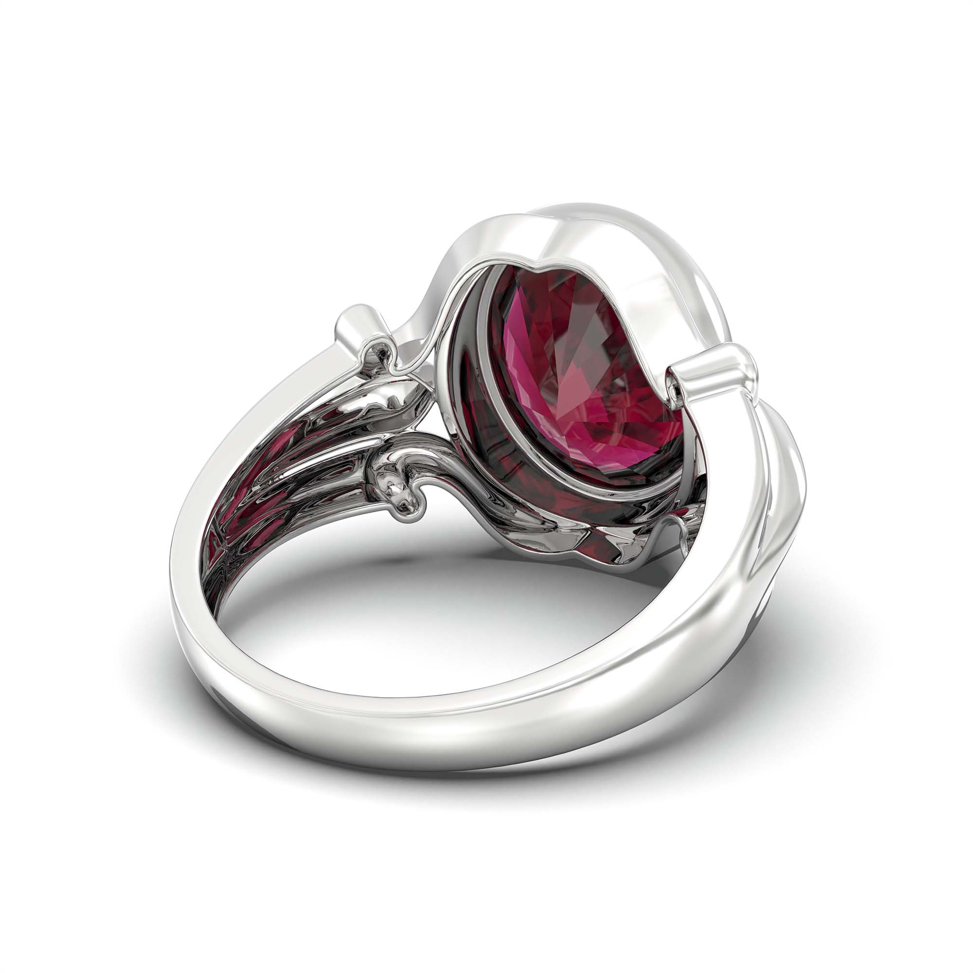 Ruby (Manik) Ring for Men in 925 Sterling Silver – Oval 14x11 mm, Bezel Setting, 10 g (Design K12-3) thumbnail