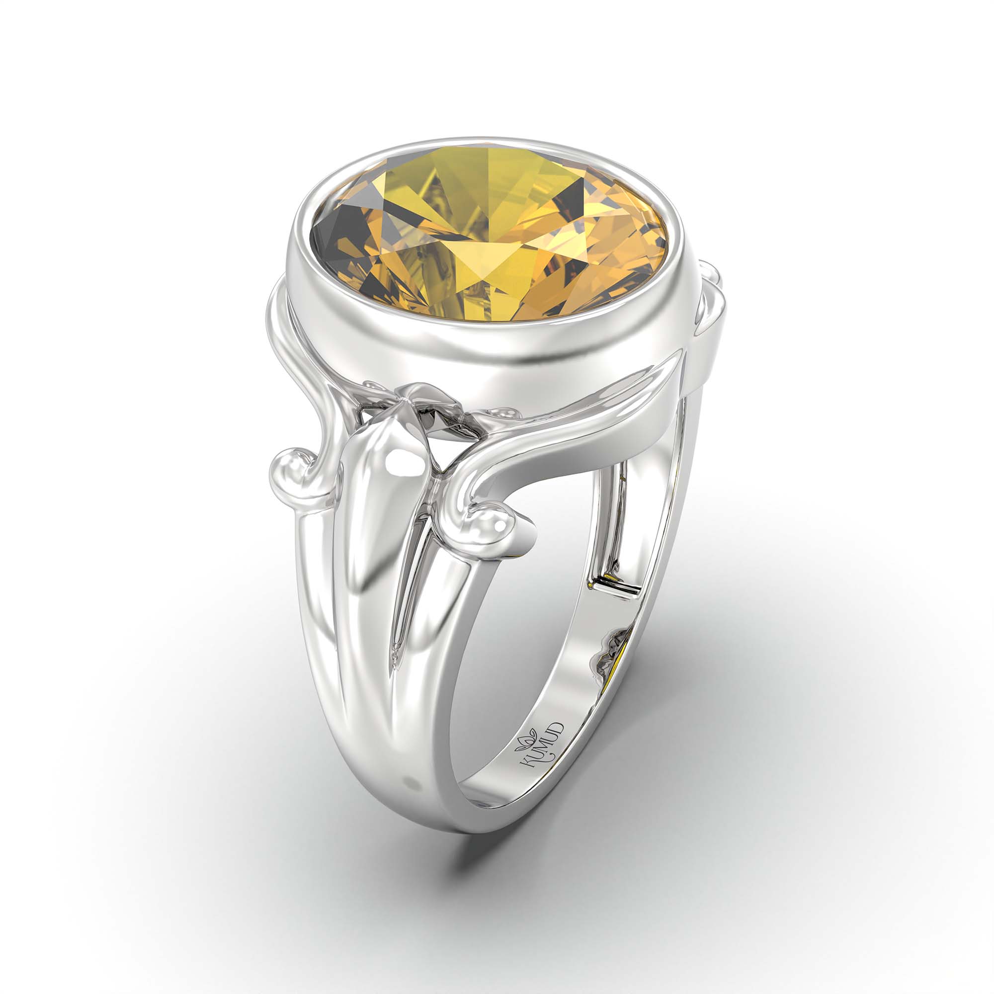 Yellow Sapphire (Pukhraj) Ring for Men in 925 Sterling Silver – Oval 14x11 mm, Bezel Setting, 10 g (Design K12-3) thumbnail