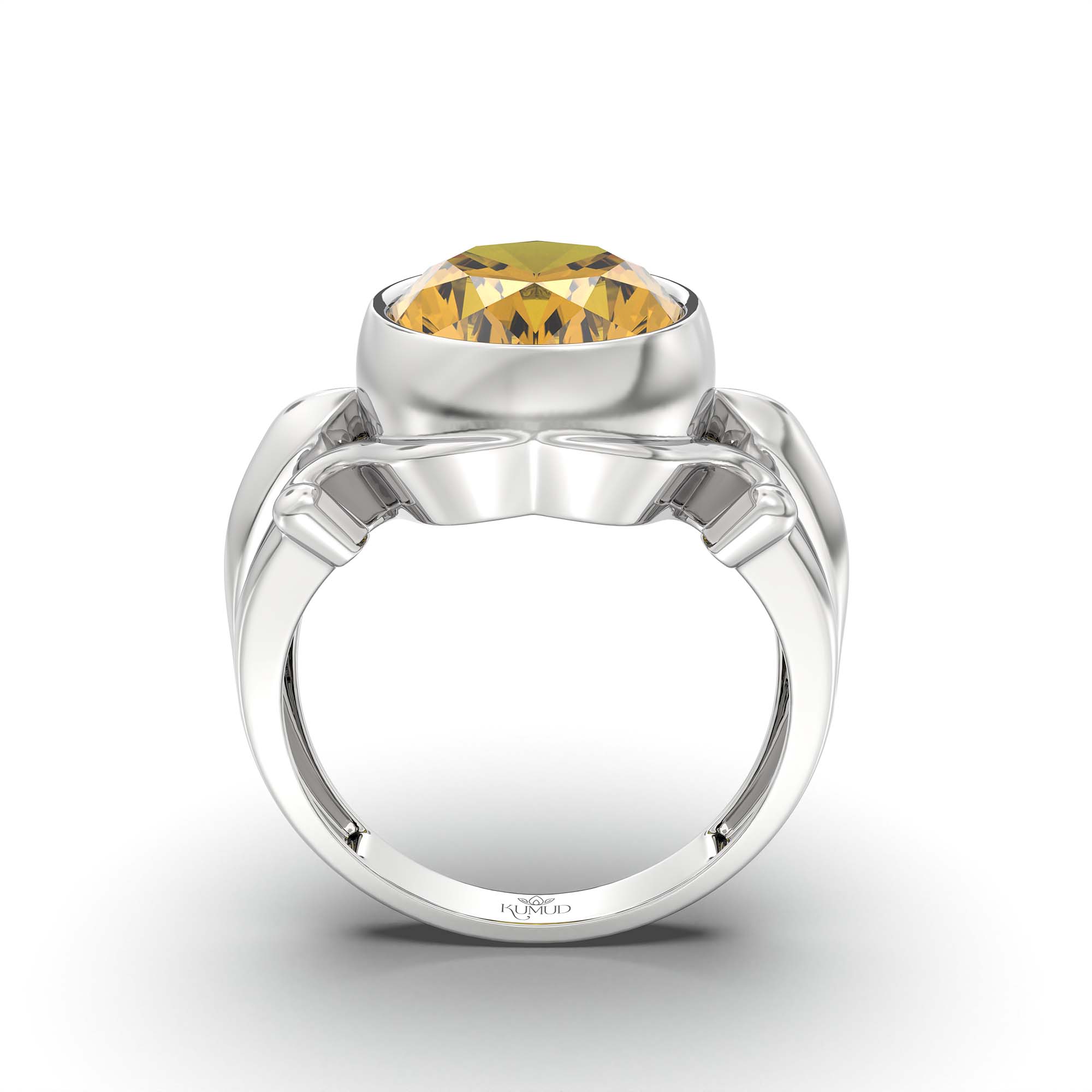 Yellow Sapphire (Pukhraj) Ring for Men in 925 Sterling Silver – Oval 14x11 mm, Bezel Setting, 10 g (Design K12-3) thumbnail