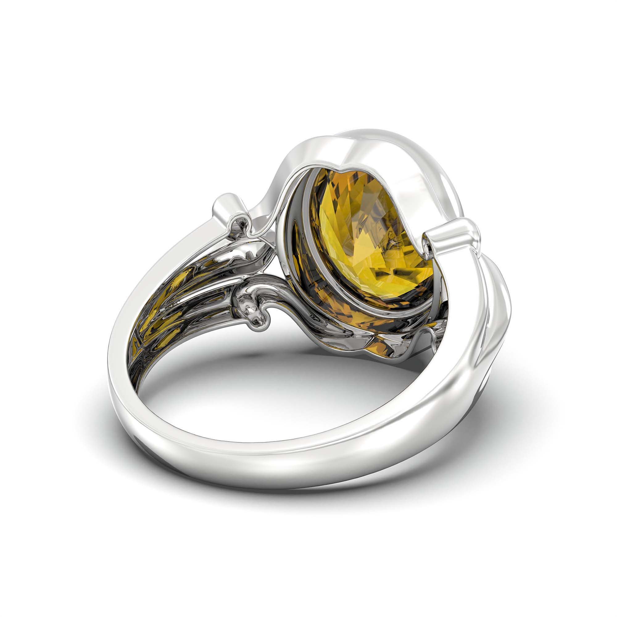 Yellow Sapphire (Pukhraj) Ring for Men in 925 Sterling Silver – Oval 14x11 mm, Bezel Setting, 10 g (Design K12-3) thumbnail